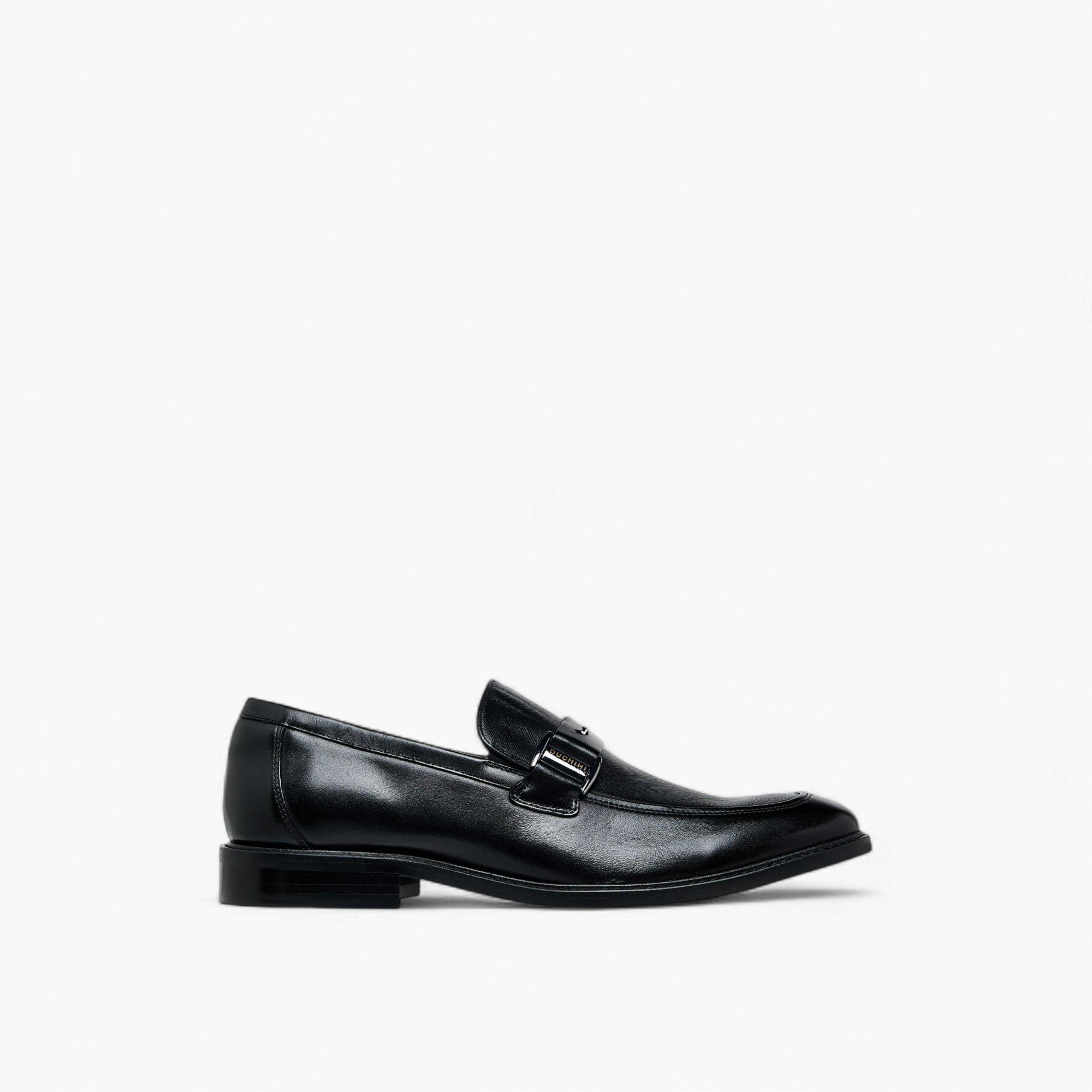 Duchini Men Buckle Accent Slip-On Leather Loafers-men-shoes-loafersandmoccasins-image-3
