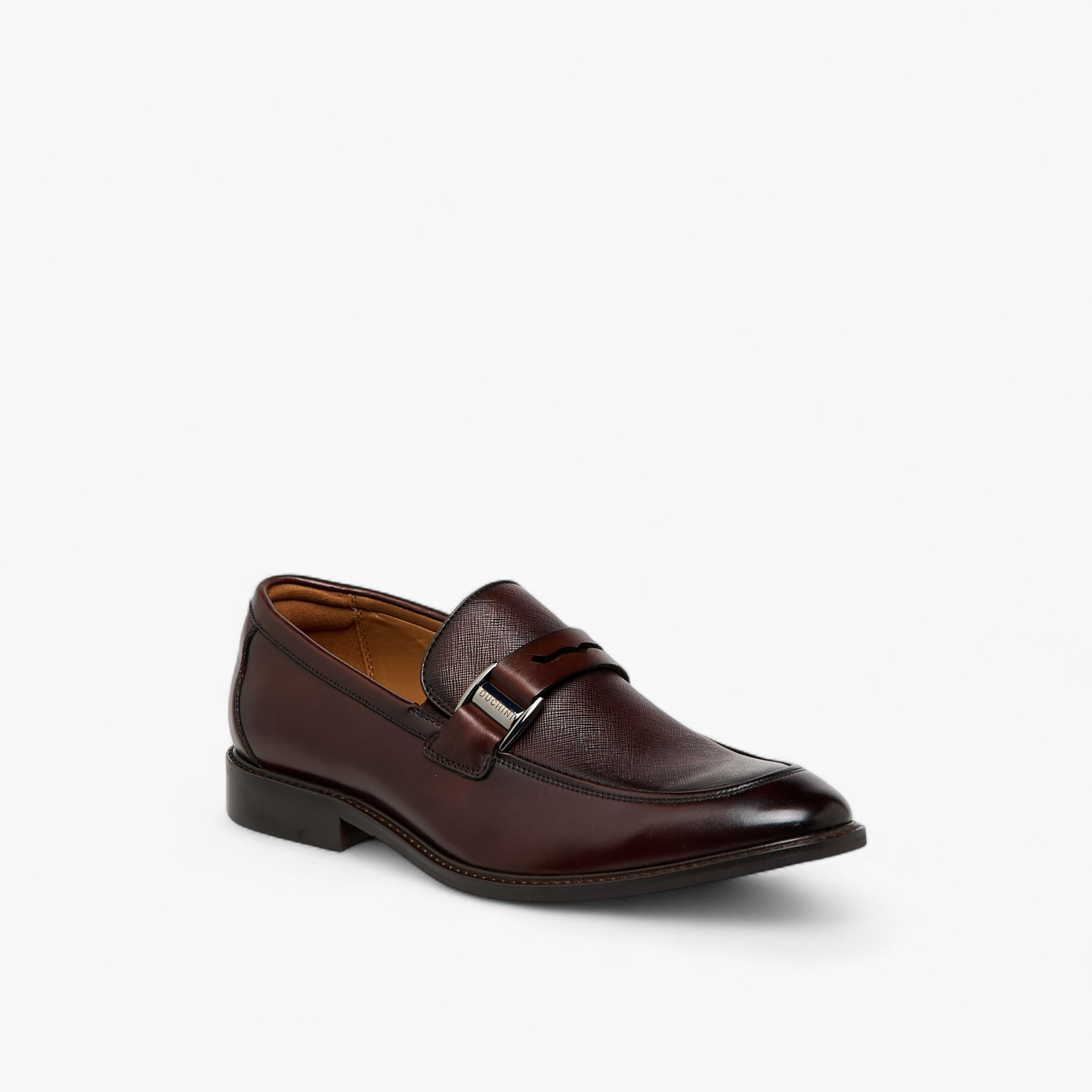 Duchini Men Buckle Accent Slip-On Leather Loafers-men-shoes-loafersandmoccasins-image-2