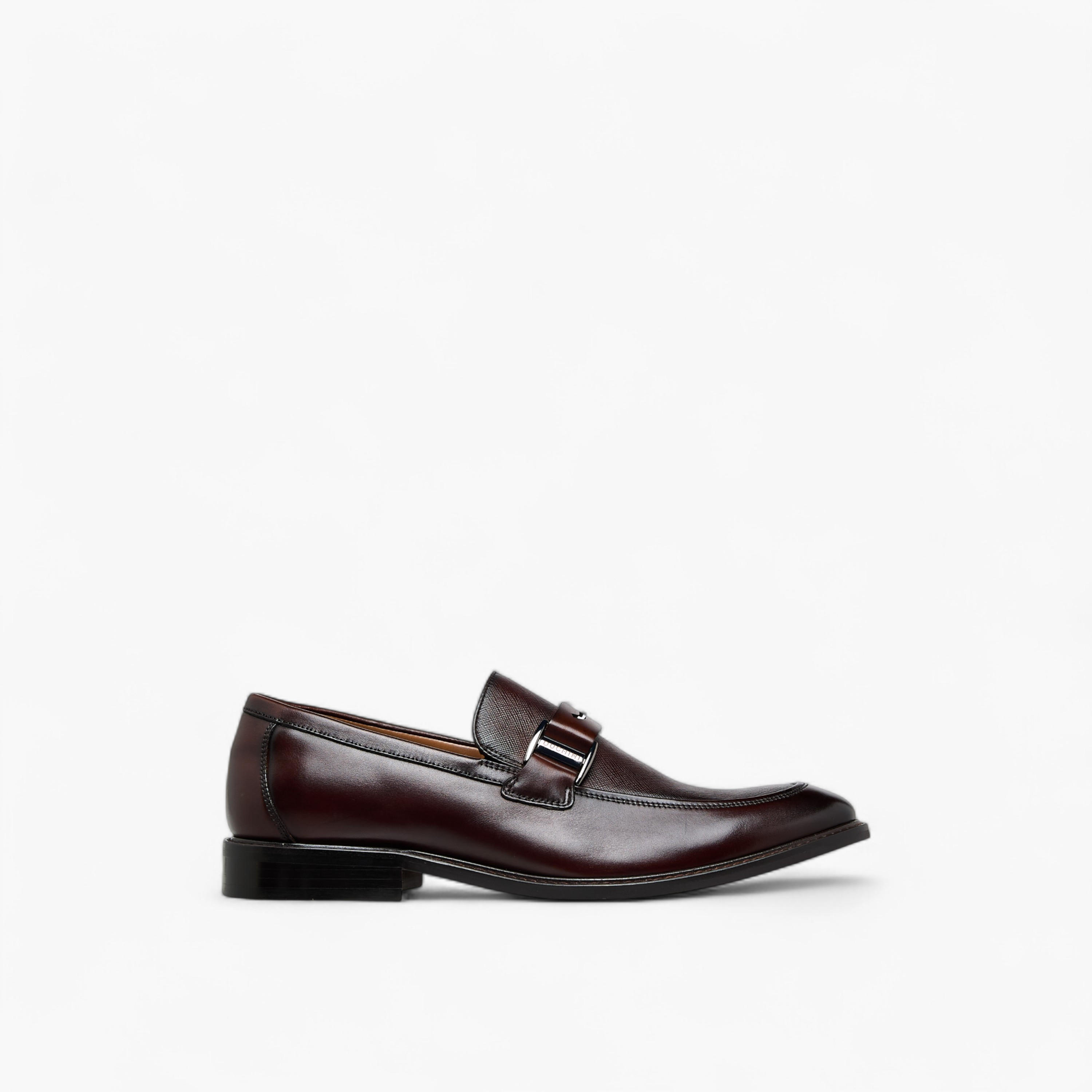 Duchini Men Buckle Accent Slip-On Leather Loafers-men-shoes-loafersandmoccasins-image-3