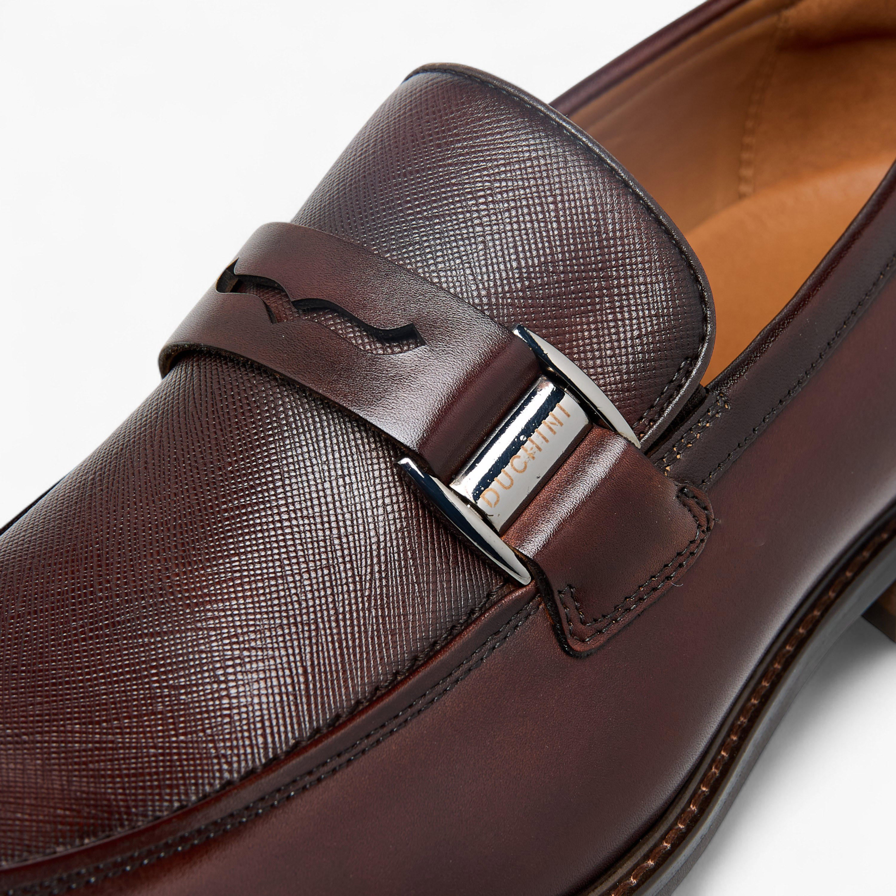Duchini Men Buckle Accent Slip-On Leather Loafers-men-shoes-loafersandmoccasins-image-4