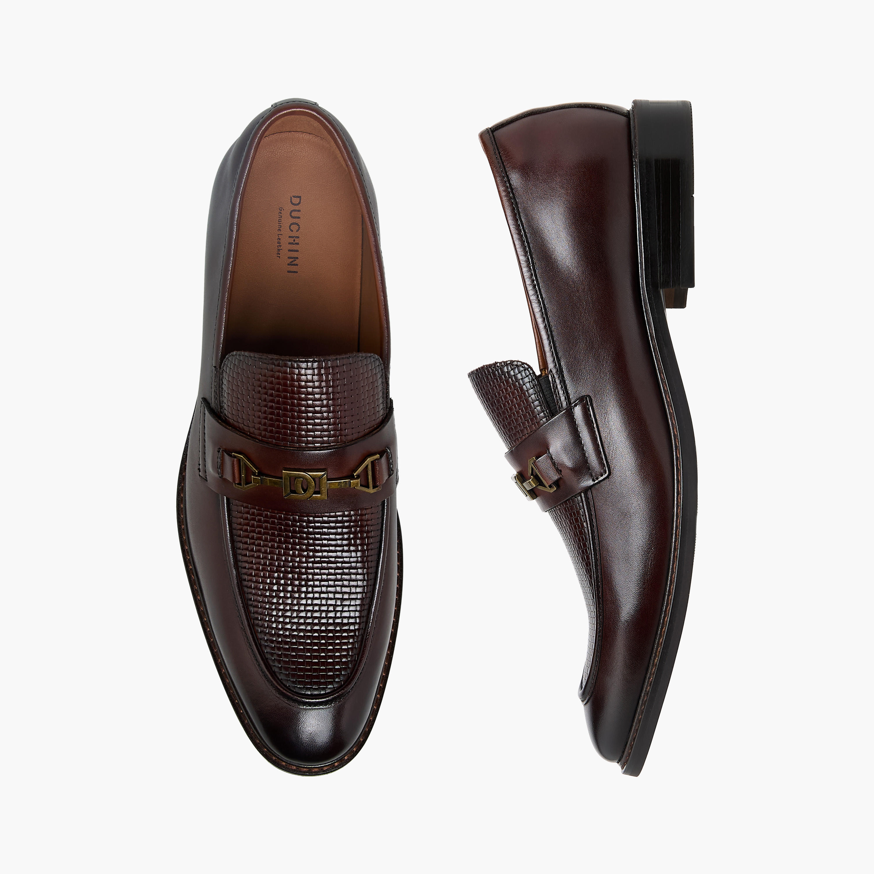 Duchini Men Buckle Accent Slip-On Leather Loafers-men-shoes-loafersandmoccasins-image-1