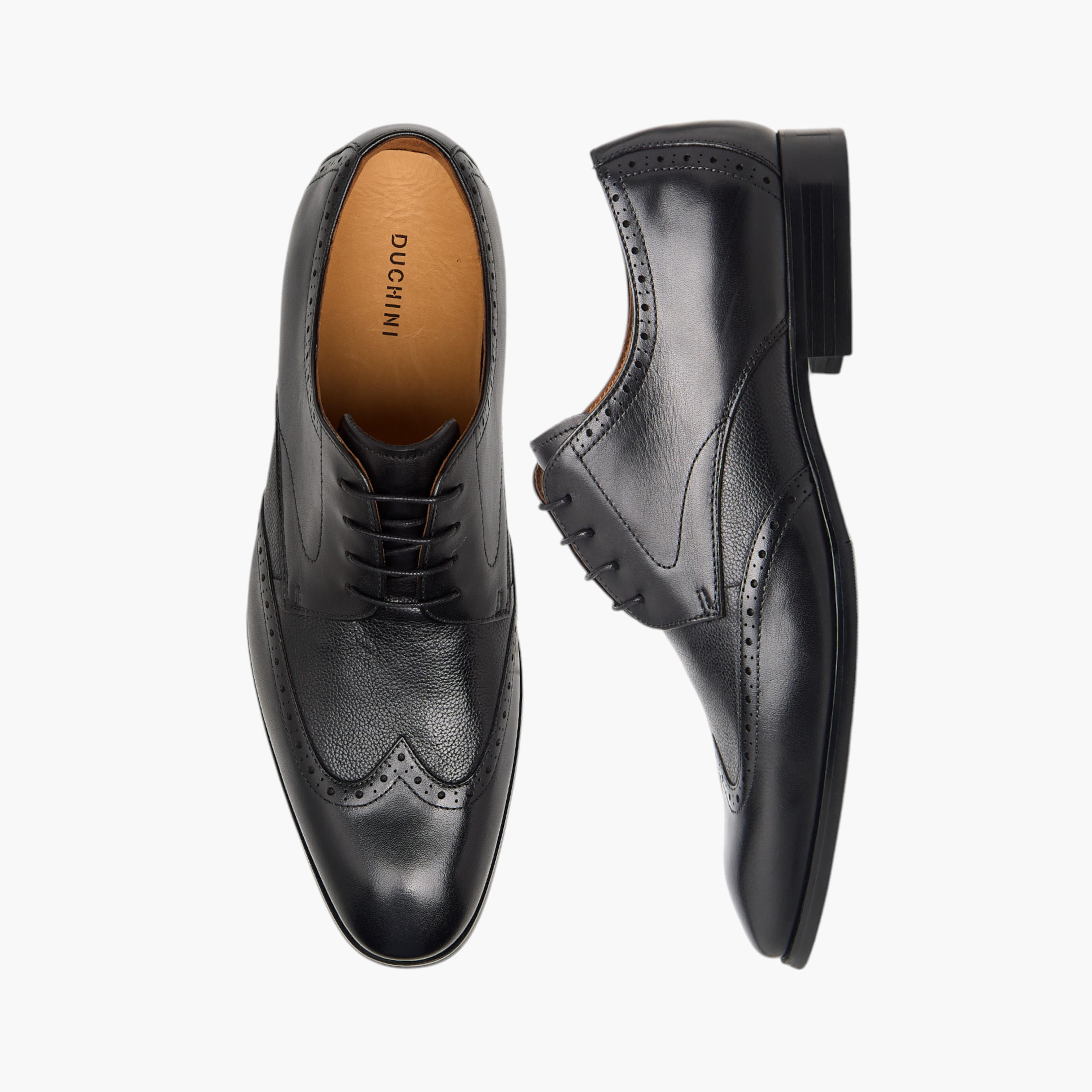 Duchini Men's Leather Perforated Derby Shoes with Lace-Up Closure-men-shoes-formalshoes-image-1