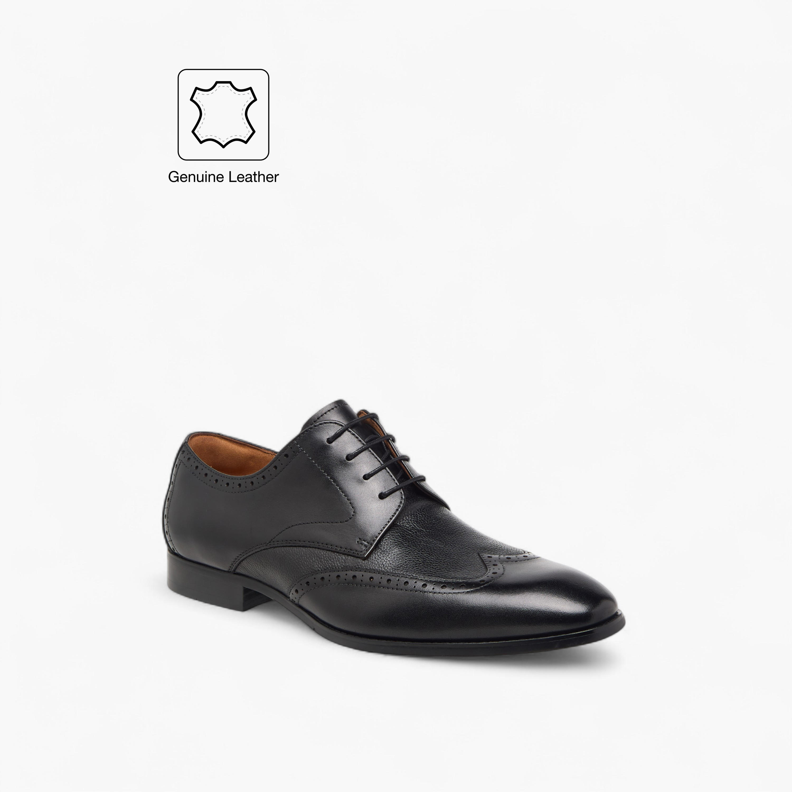 Duchini Men's Leather Perforated Derby Shoes with Lace-Up Closure-men-shoes-formalshoes-image-2