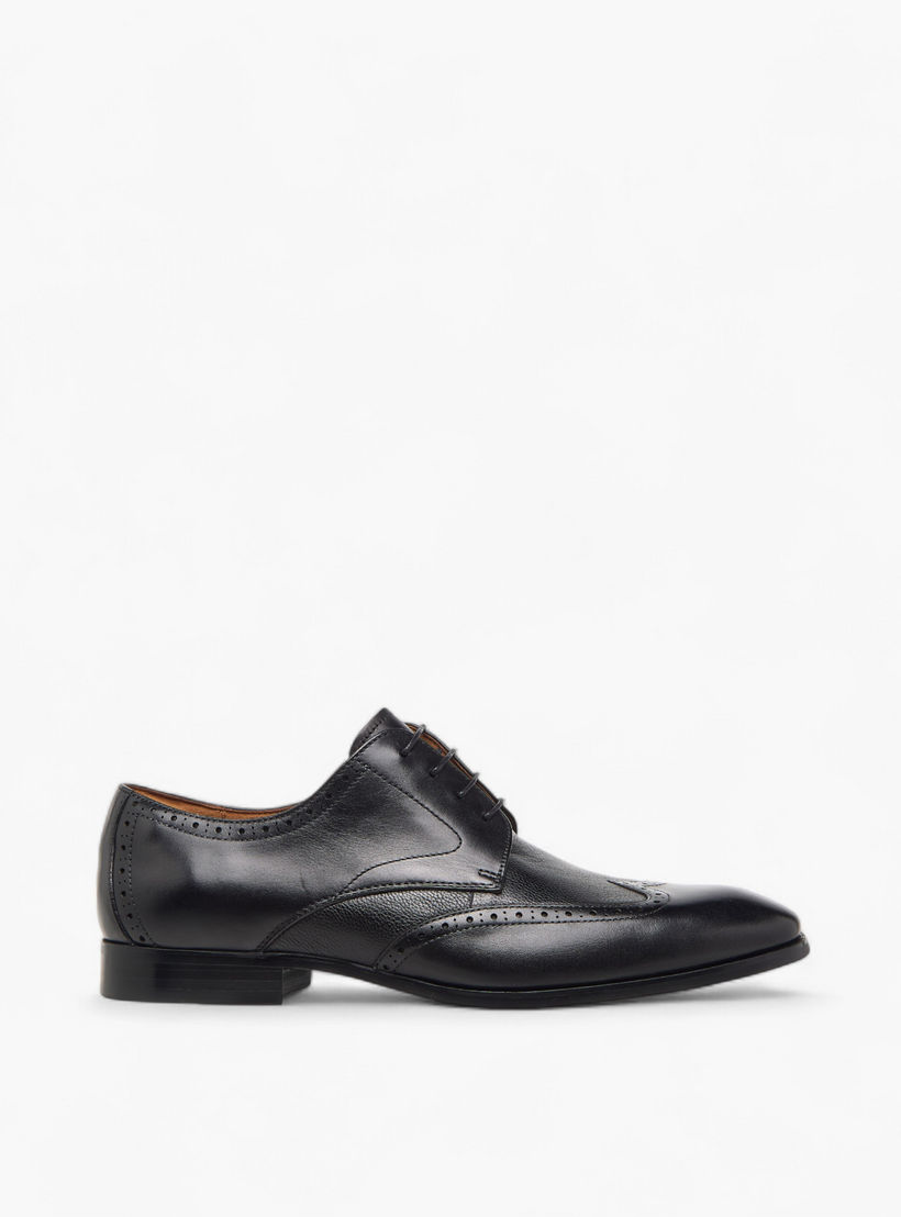 Duchini Men's Leather Perforated Derby Shoes with Lace-Up Closure-men-shoes-formalshoes-image-3