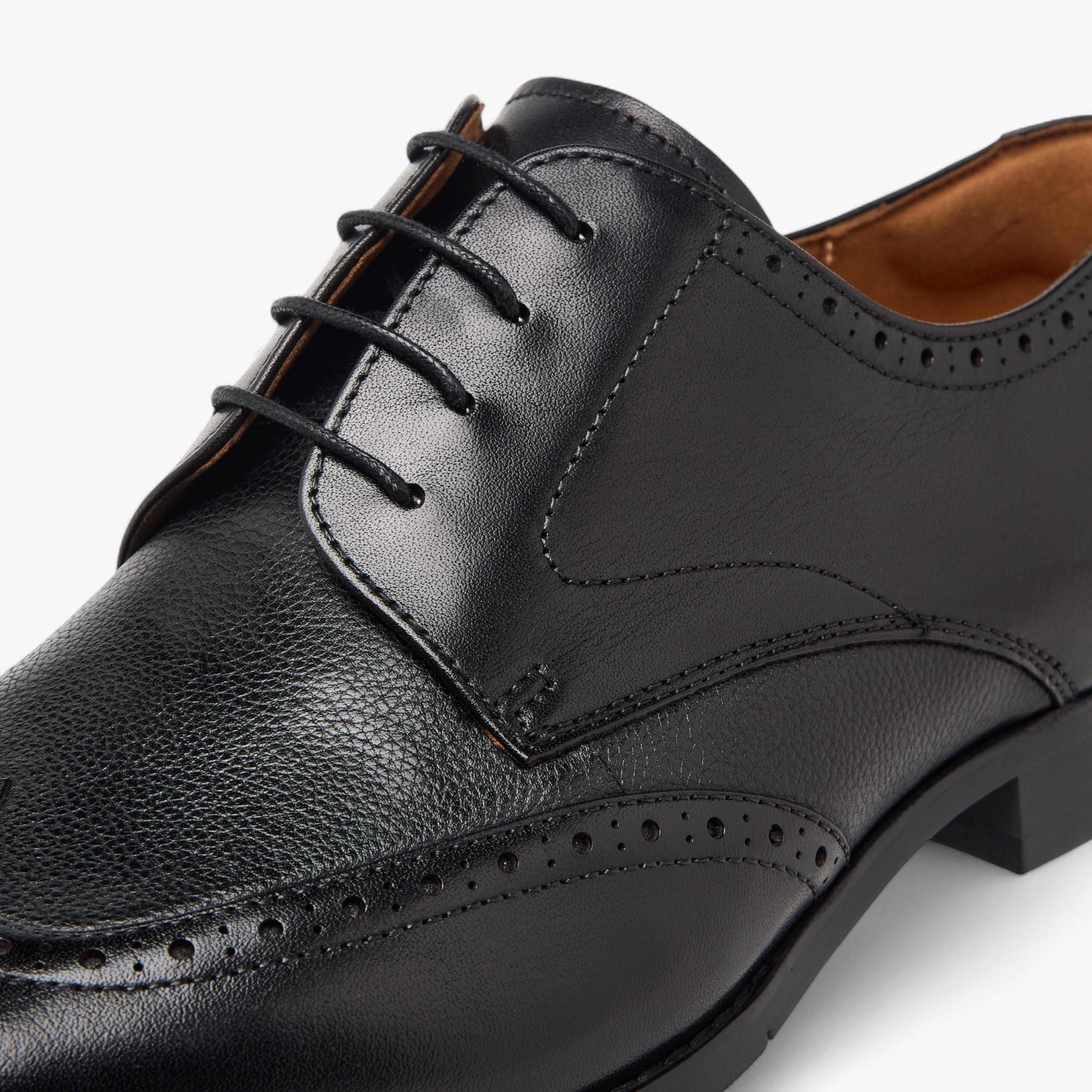 Duchini Men's Leather Perforated Derby Shoes with Lace-Up Closure-men-shoes-formalshoes-image-4