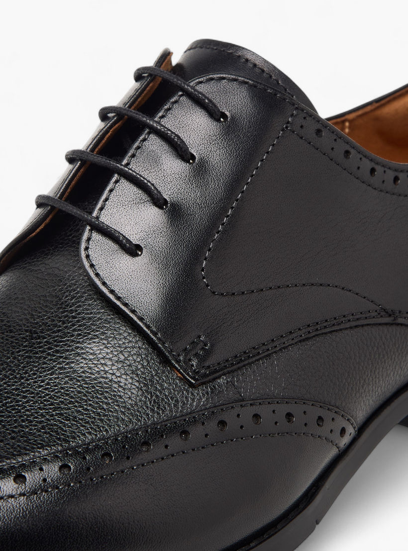 Duchini Men's Leather Perforated Derby Shoes with Lace-Up Closure-men-shoes-formalshoes-image-4