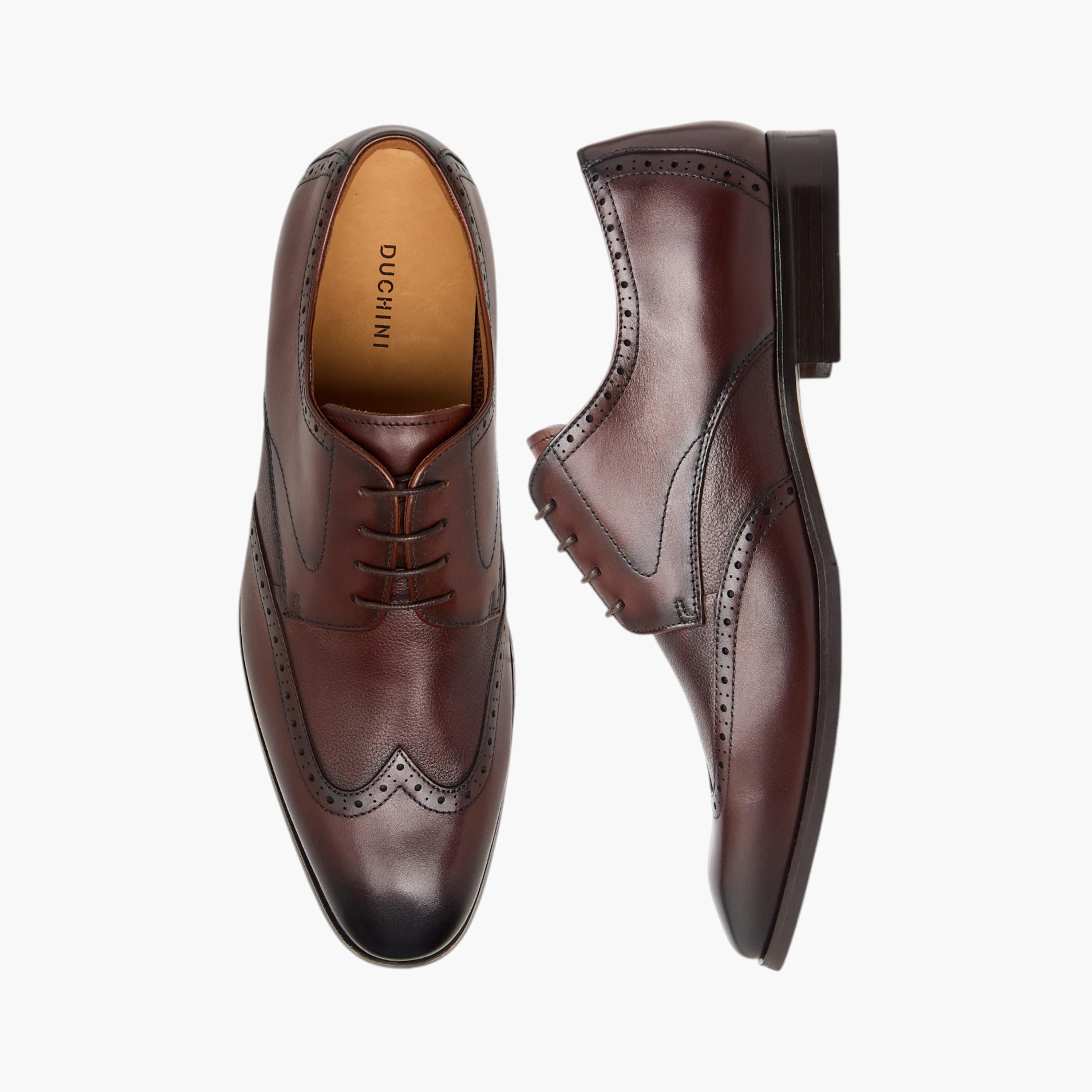 حذاء ديربي جلد بتفاصيل مثقوبة ورباط للرجال من دوتشيني-men-shoes-formalshoes-image-1