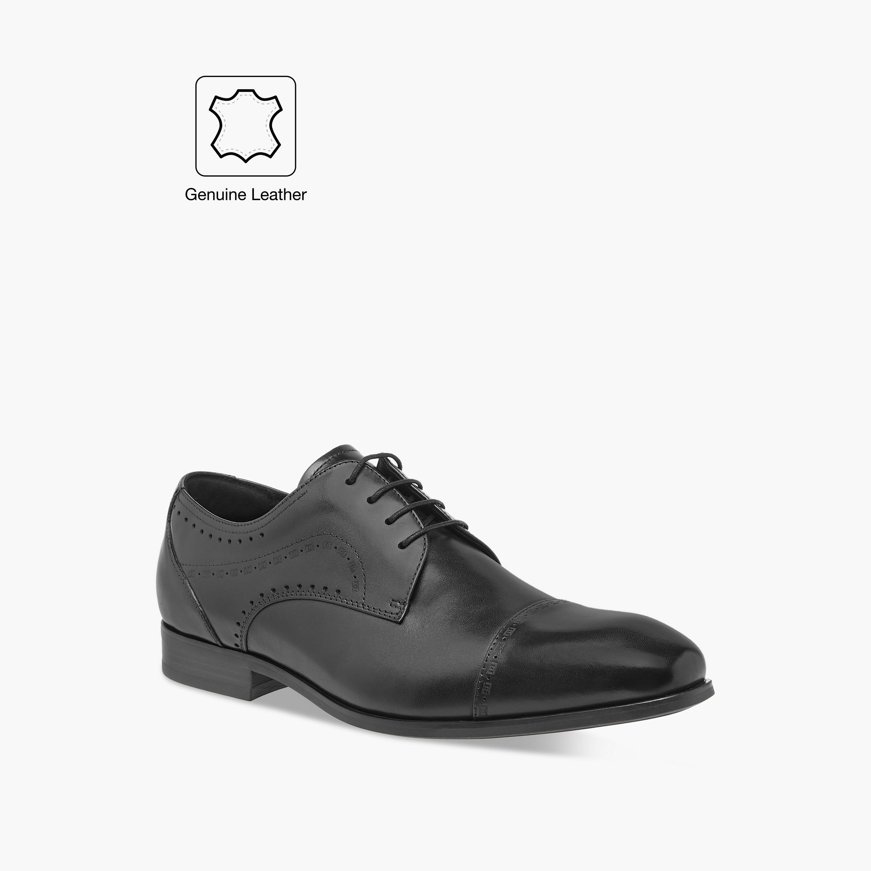 Duchini Men's Leather Cutout Detail Derby Shoes with Lace-Up Closure-men-shoes-formalshoes-image-2