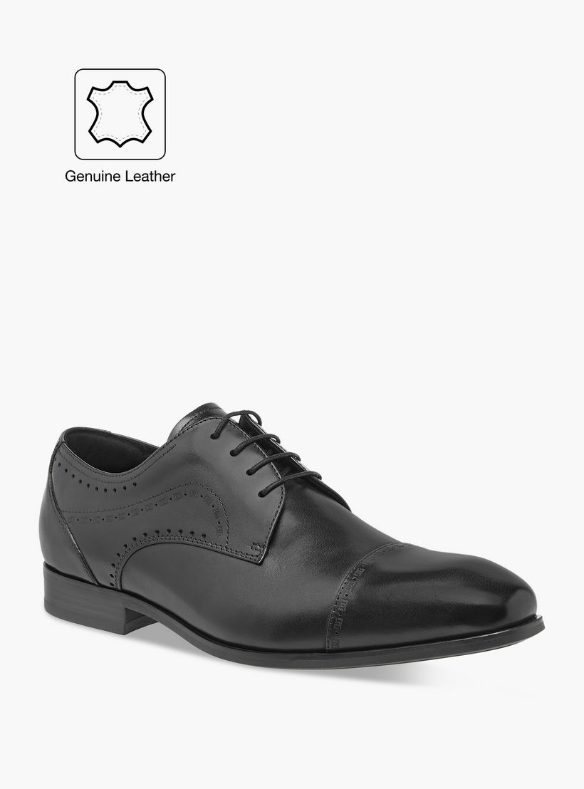 Duchini Men's Leather Cutout Detail Derby Shoes with Lace-Up Closure-men-shoes-formalshoes-image-2