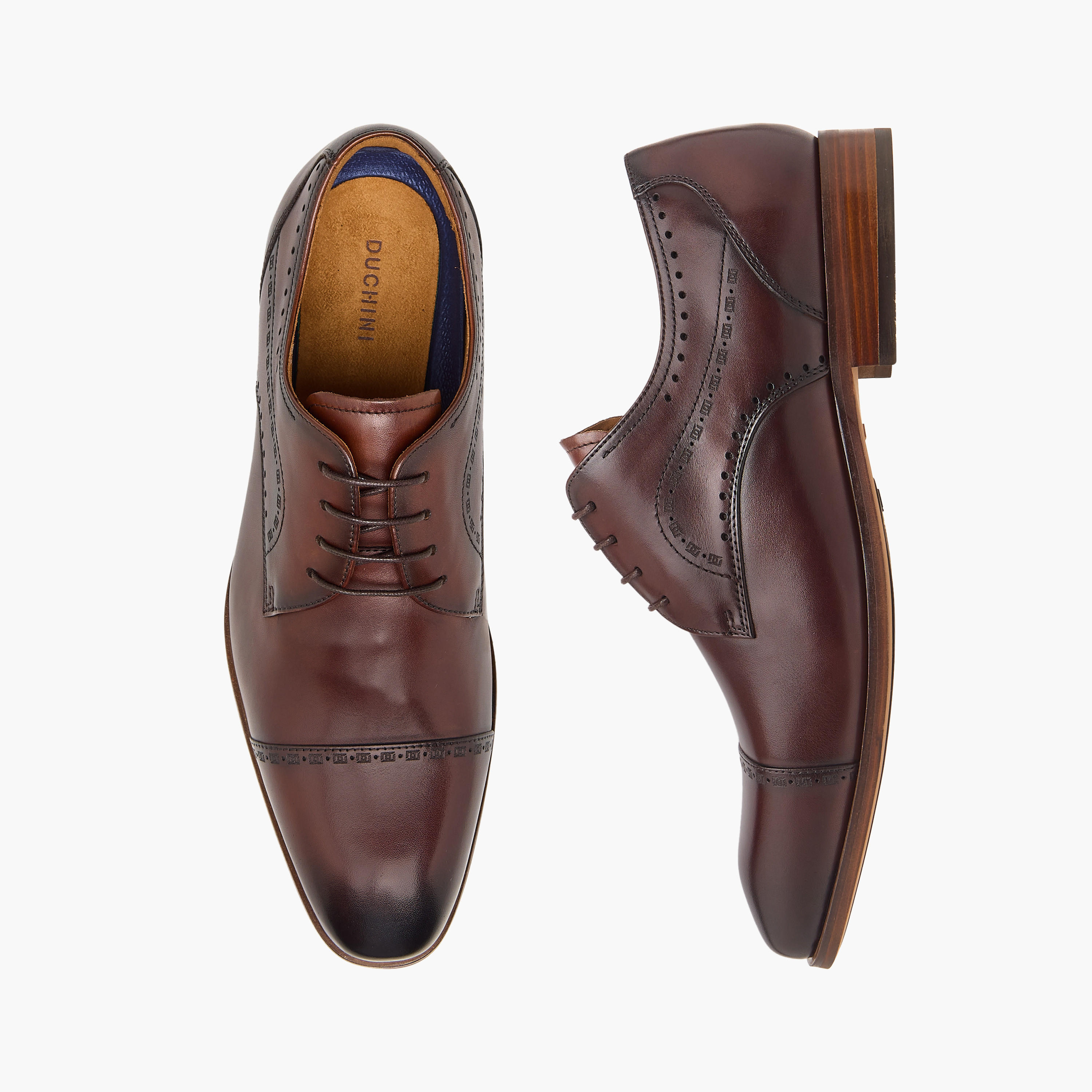 Duchini Men's Leather Cutout Detail Derby Shoes with Lace-Up Closure-men-shoes-formalshoes-image-1