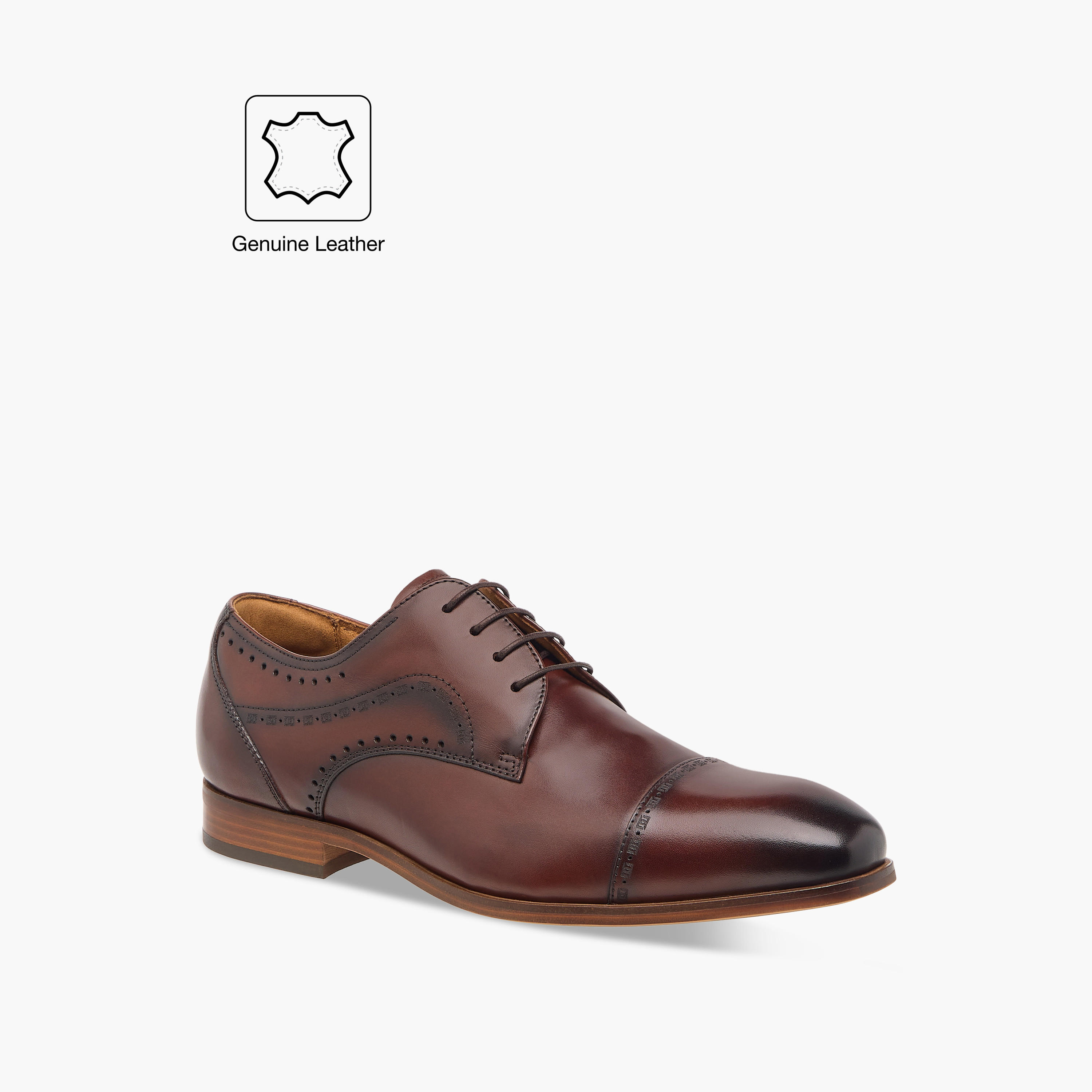 Duchini Men's Leather Cutout Detail Derby Shoes with Lace-Up Closure-men-shoes-formalshoes-image-2