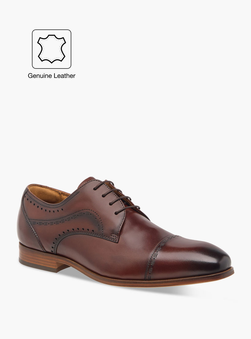 Duchini Men's Leather Cutout Detail Derby Shoes with Lace-Up Closure-men-shoes-formalshoes-image-2