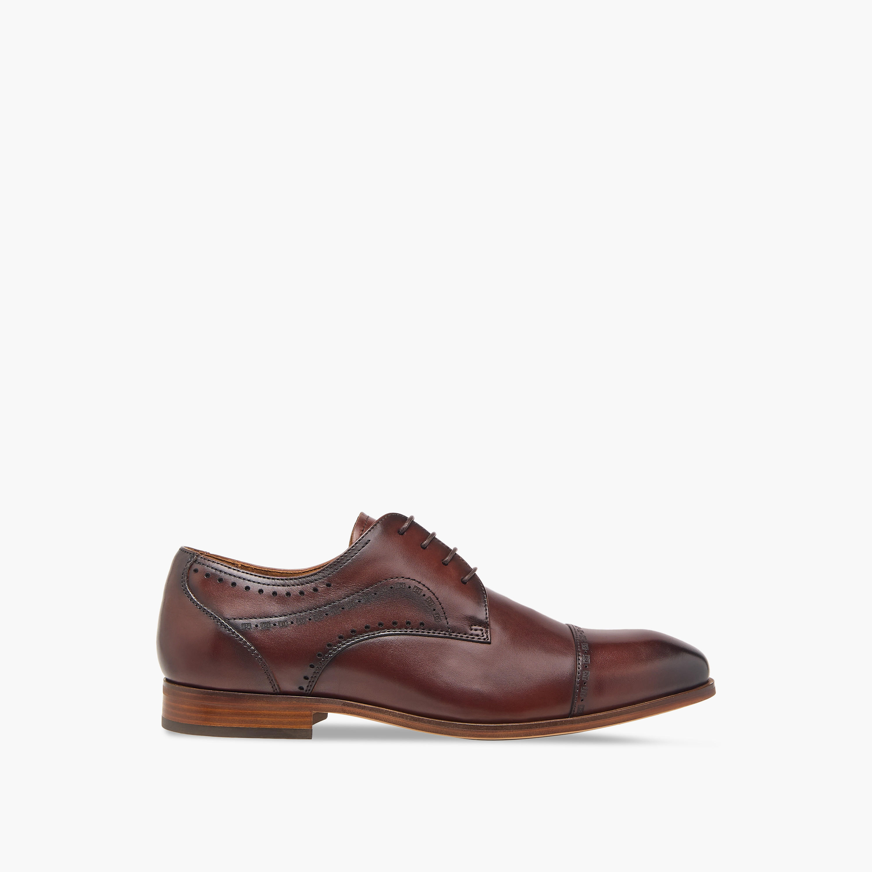 Duchini Men's Leather Cutout Detail Derby Shoes with Lace-Up Closure-men-shoes-formalshoes-image-3