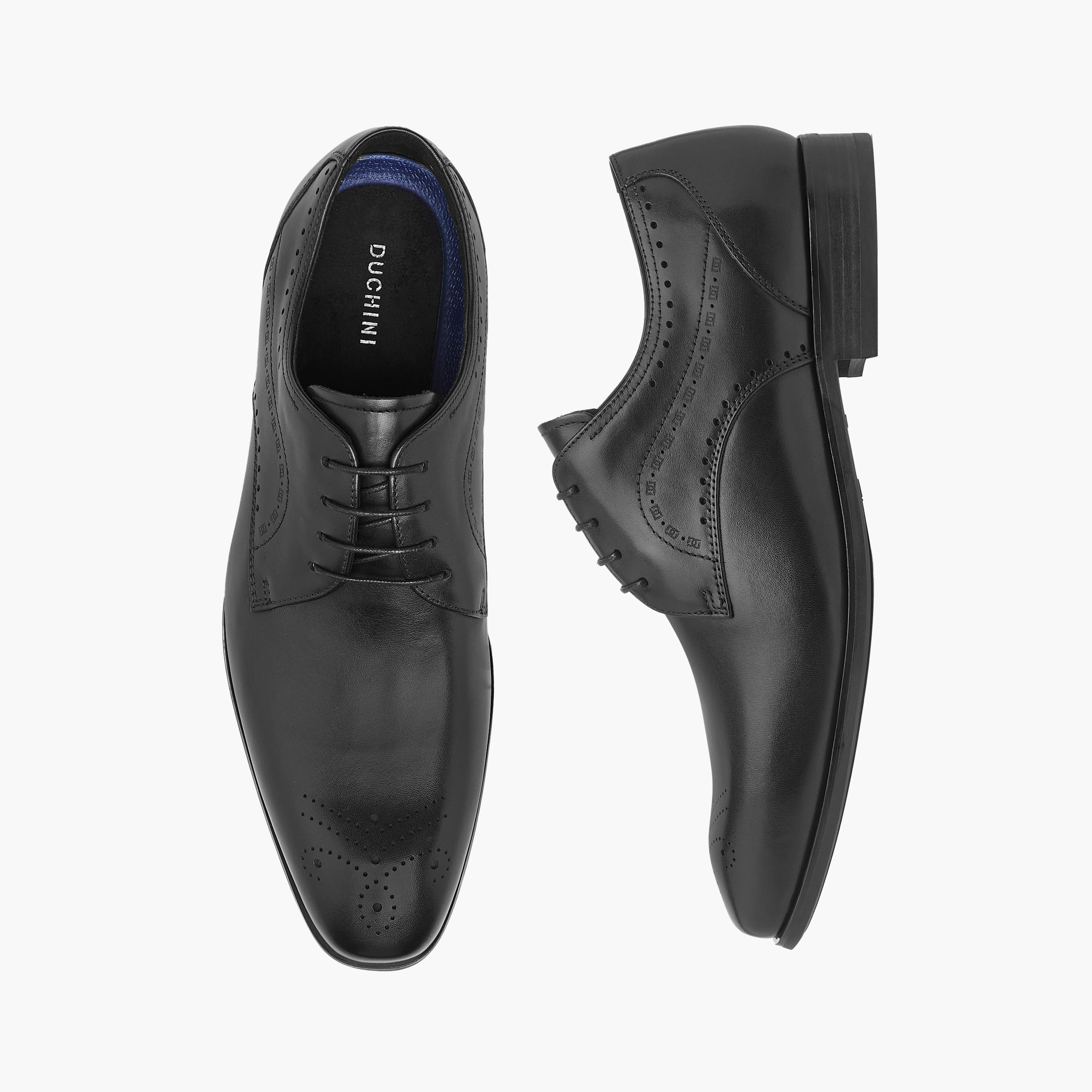 Duchini Men's Leather Cutout Detail Derby Shoes with Lace-Up Closure-men-shoes-formalshoes-image-1