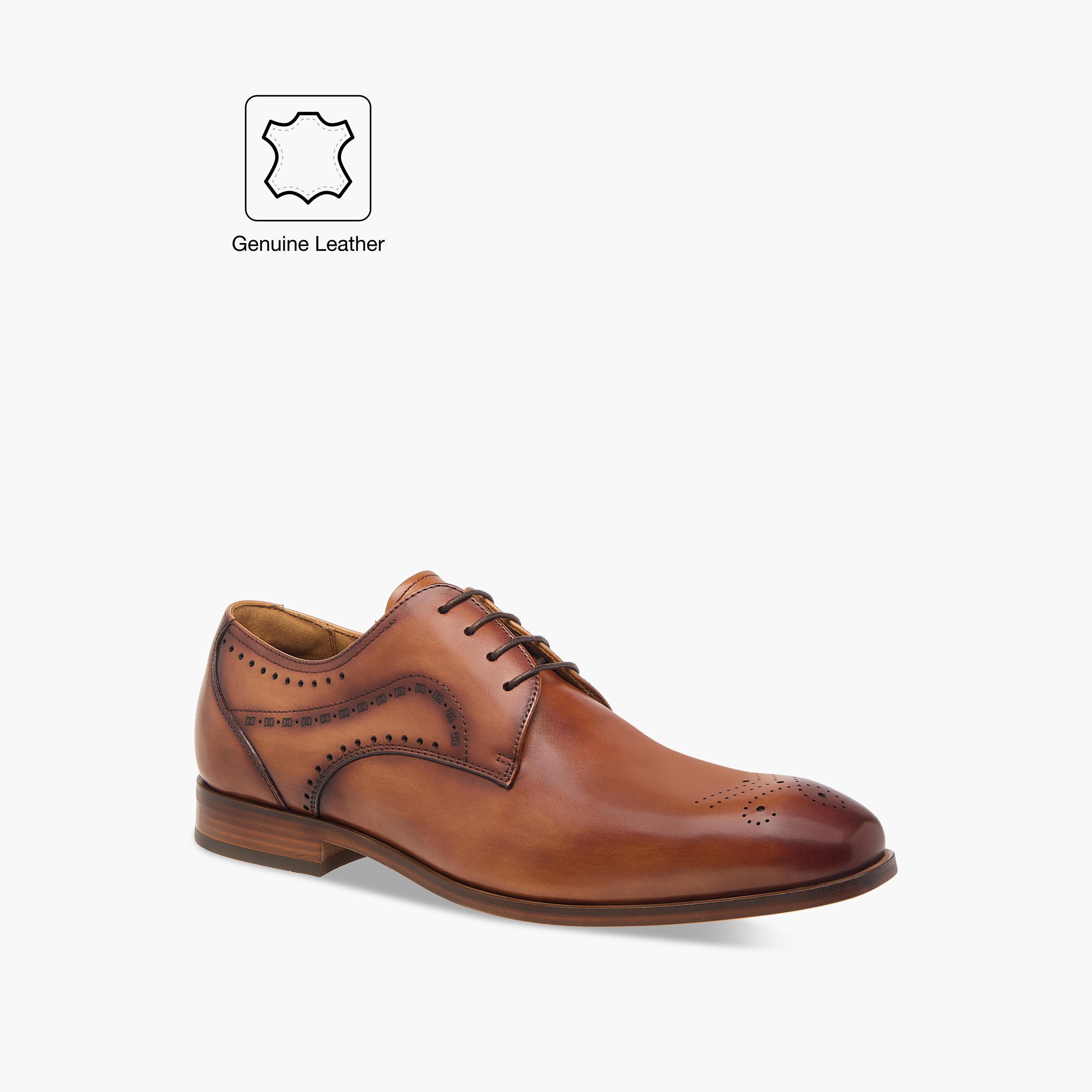Duchini Men's Leather Cutout Detail Derby Shoes with Lace-Up Closure-men-shoes-formalshoes-image-2