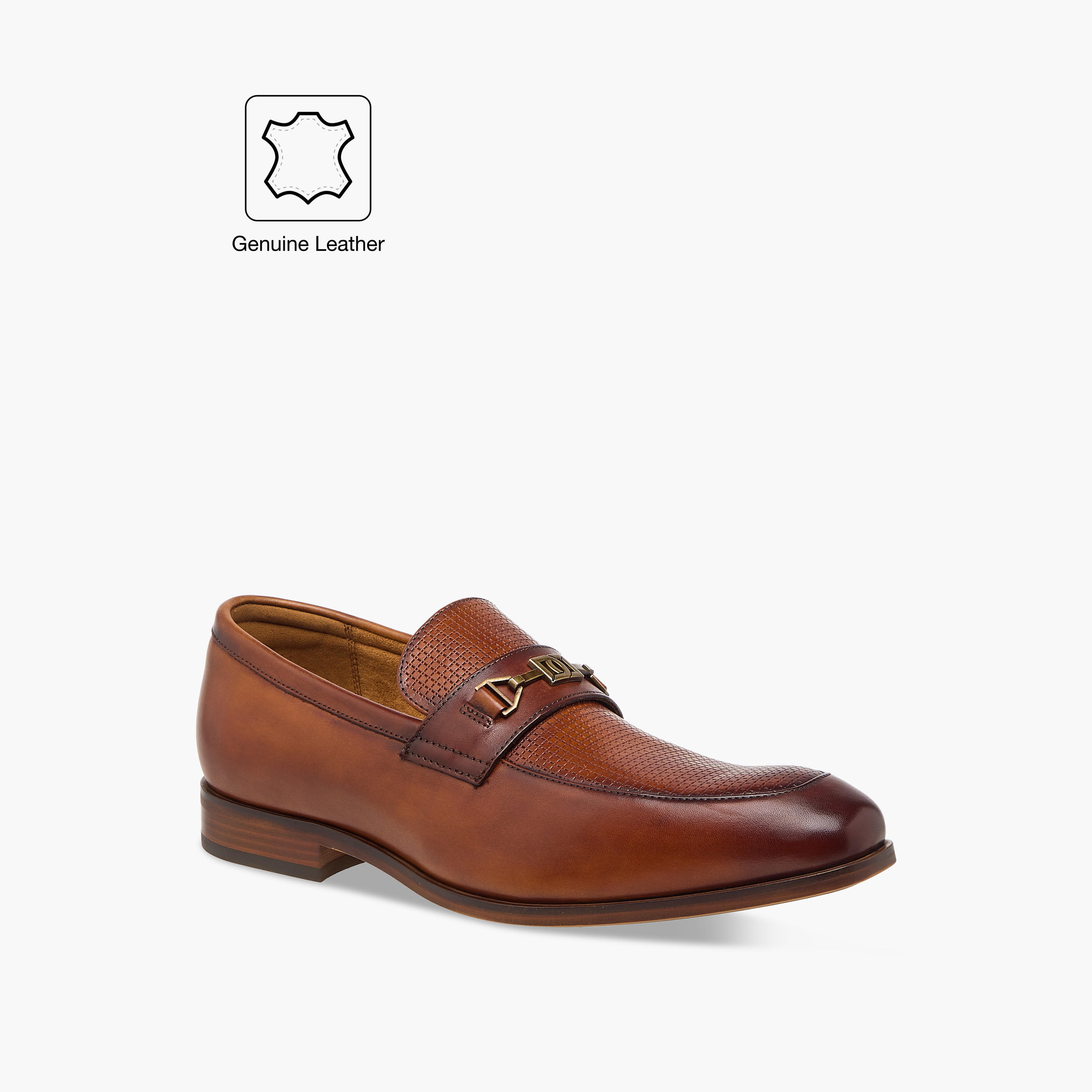 Duchini Men's Leather Textured Slip-On Loafers with Metal Accent-men-shoes-loafersandmoccasins-image-2