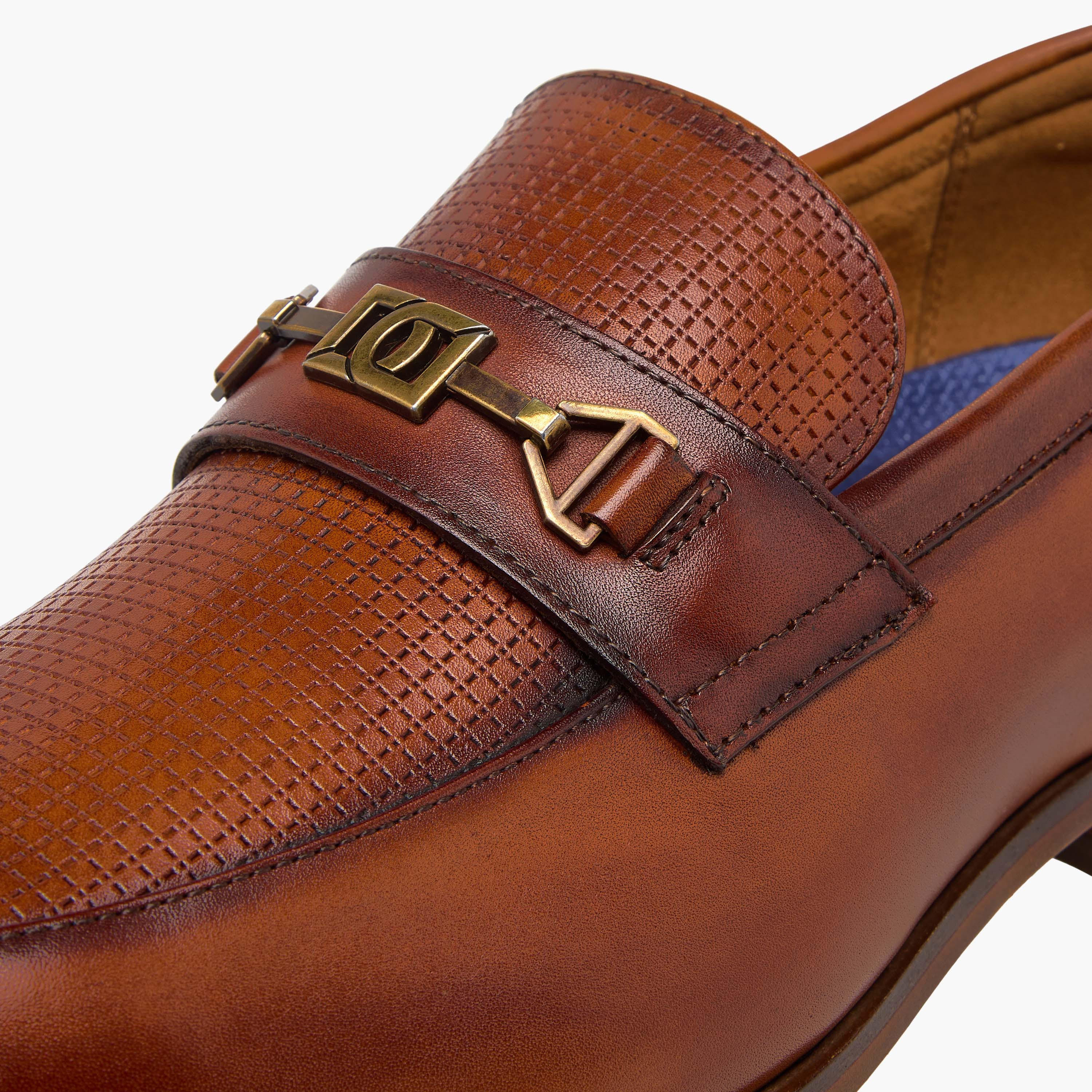 Duchini Men's Leather Textured Slip-On Loafers with Metal Accent-men-shoes-loafersandmoccasins-image-4