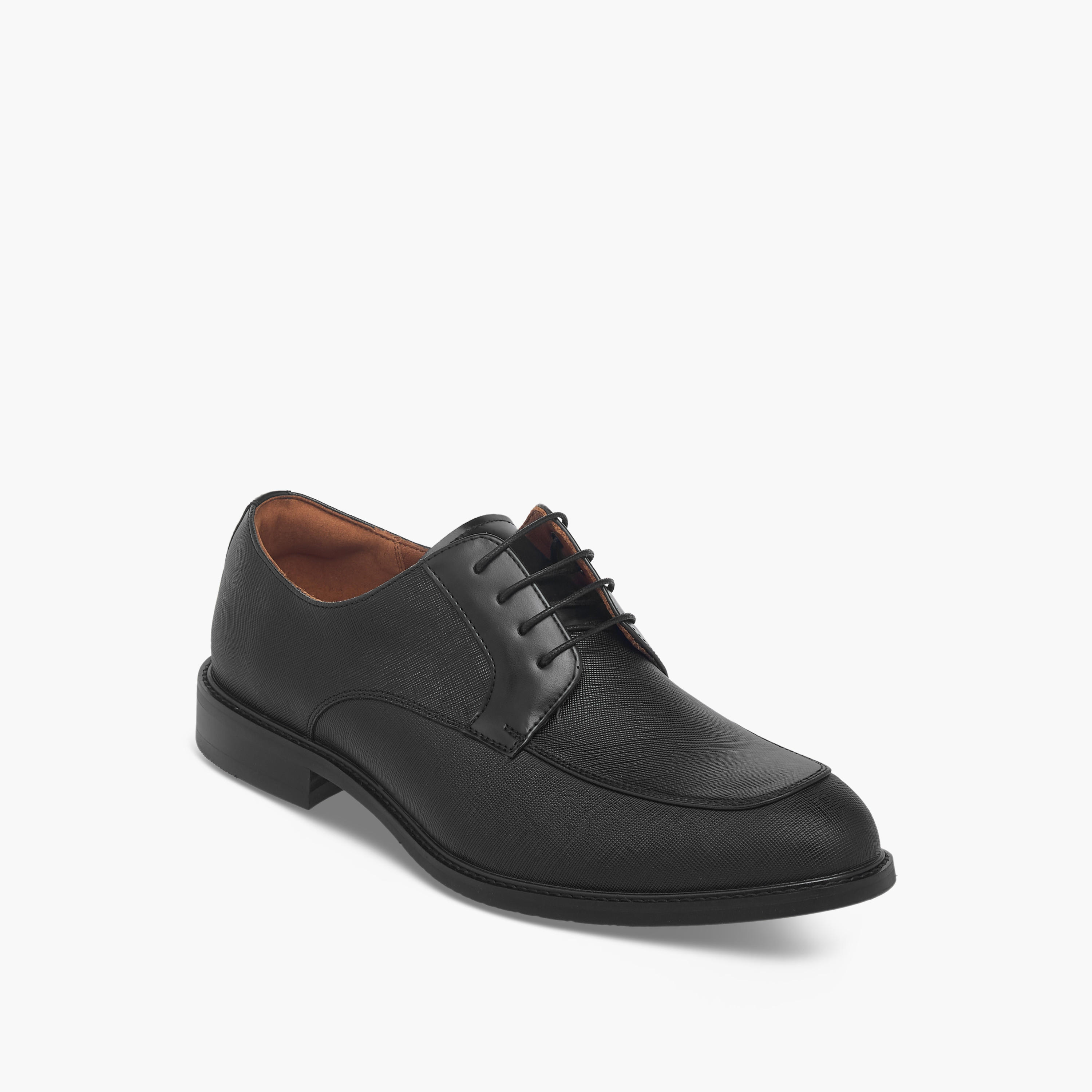 Duchini Men's Textured Derby Shoes with Lace-Up Closure-men-shoes-formalshoes-image-3