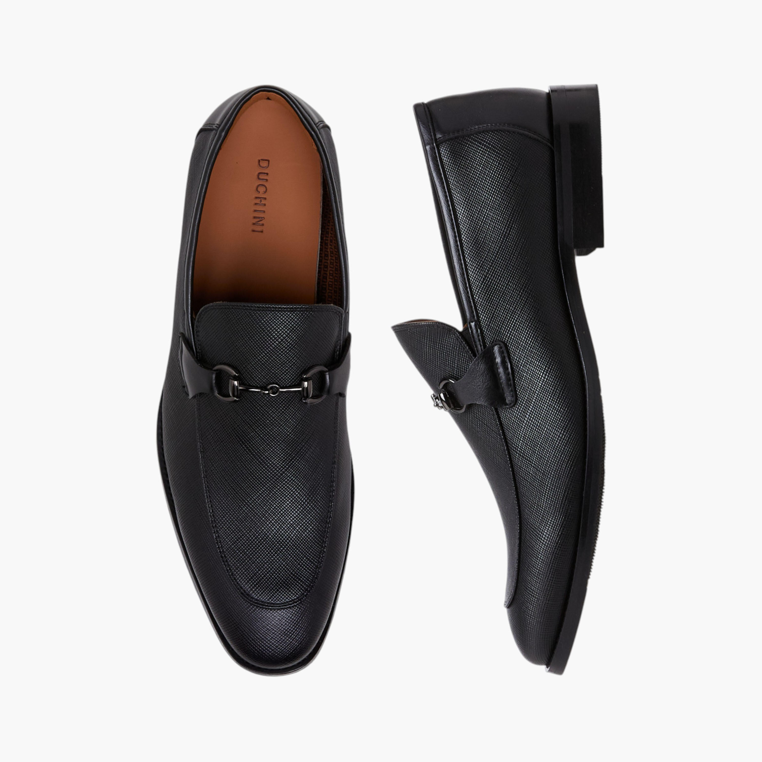 Duchini Men Metal Accent Leather Loafers-men-shoes-loafersandmoccasins-image-1
