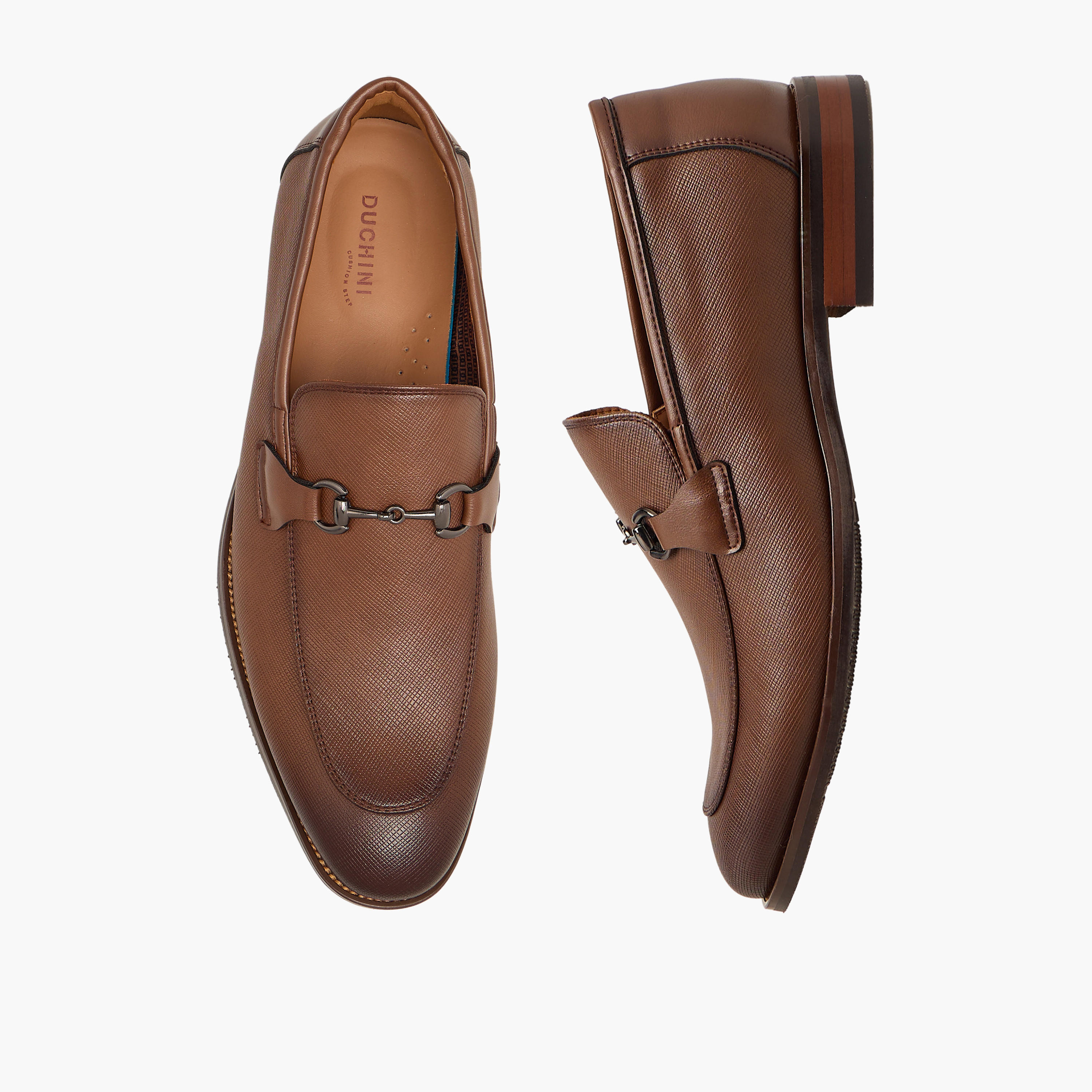 Duchini Men Metal Accent Leather Loafers-men-shoes-formalshoes-image-1