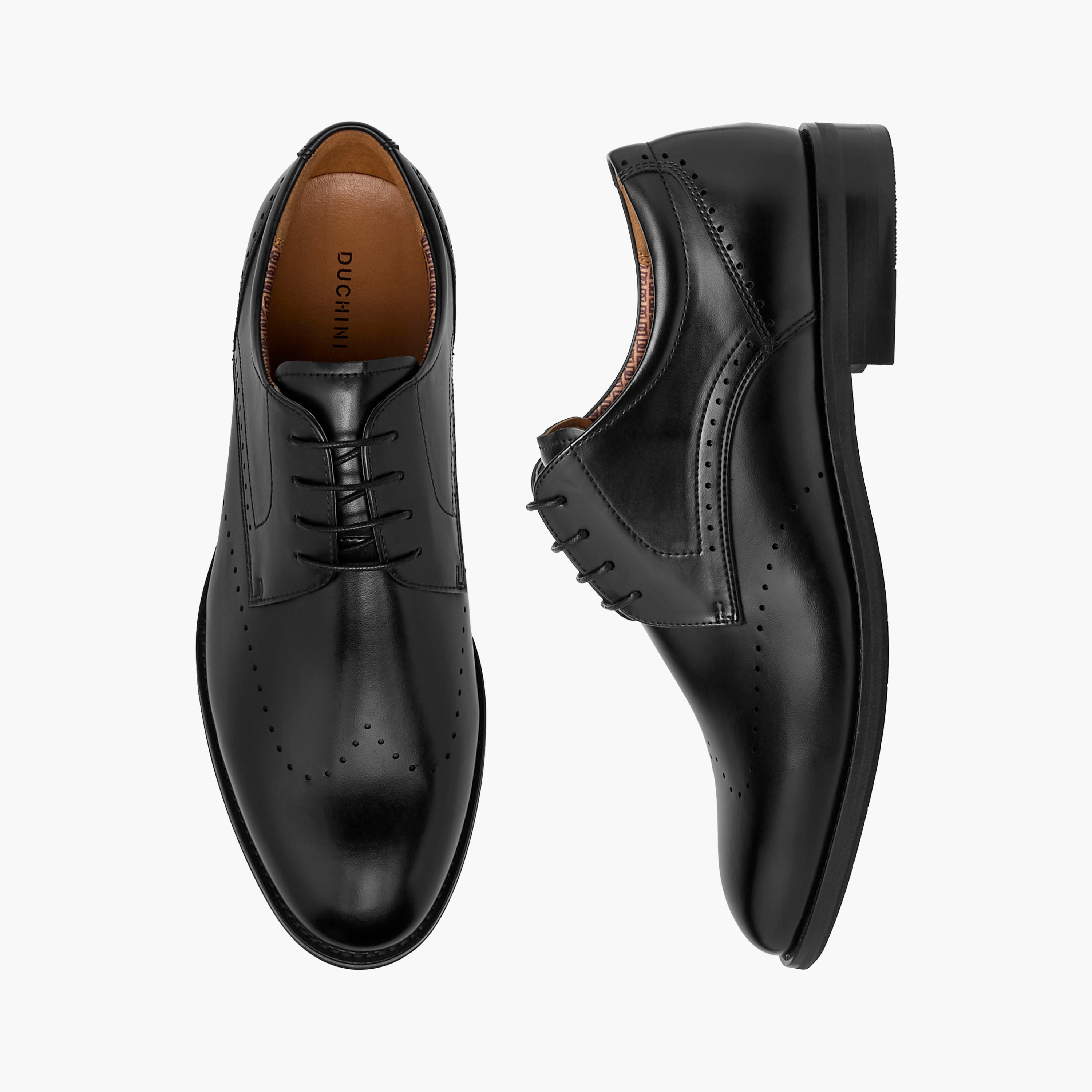 Duchini Men's Cutout Detail Lace-Up Derby Shoes-men-shoes-formalshoes-image-1