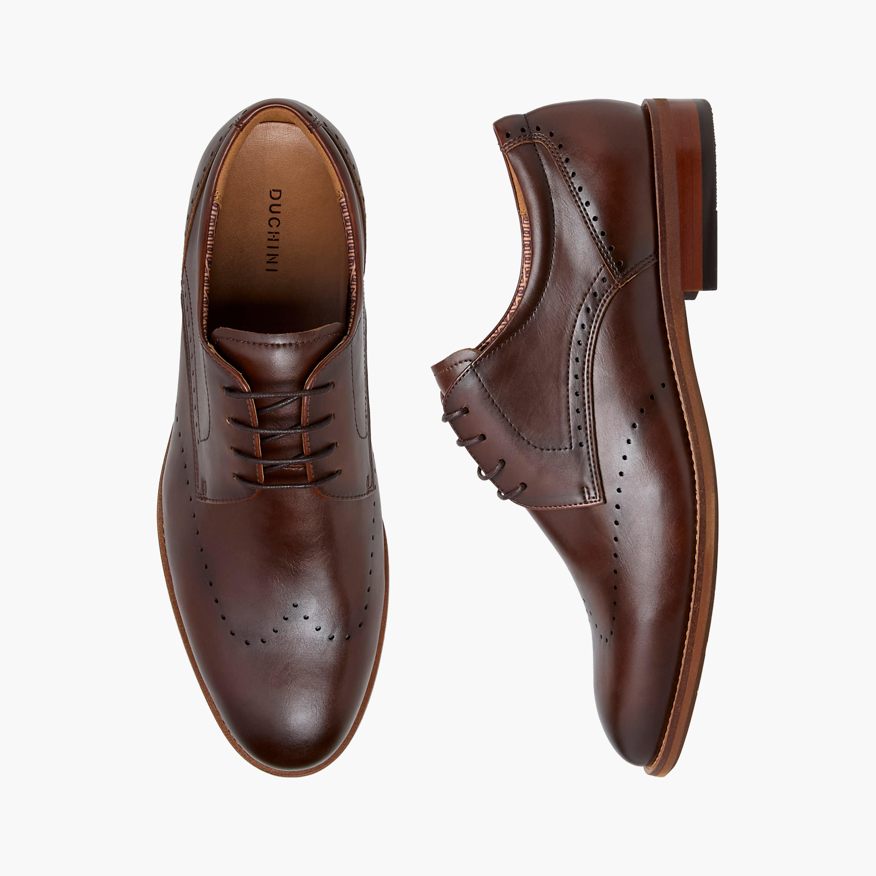 Duchini Men's Cutout Detail Lace-Up Derby Shoes-men-shoes-formalshoes-image-1