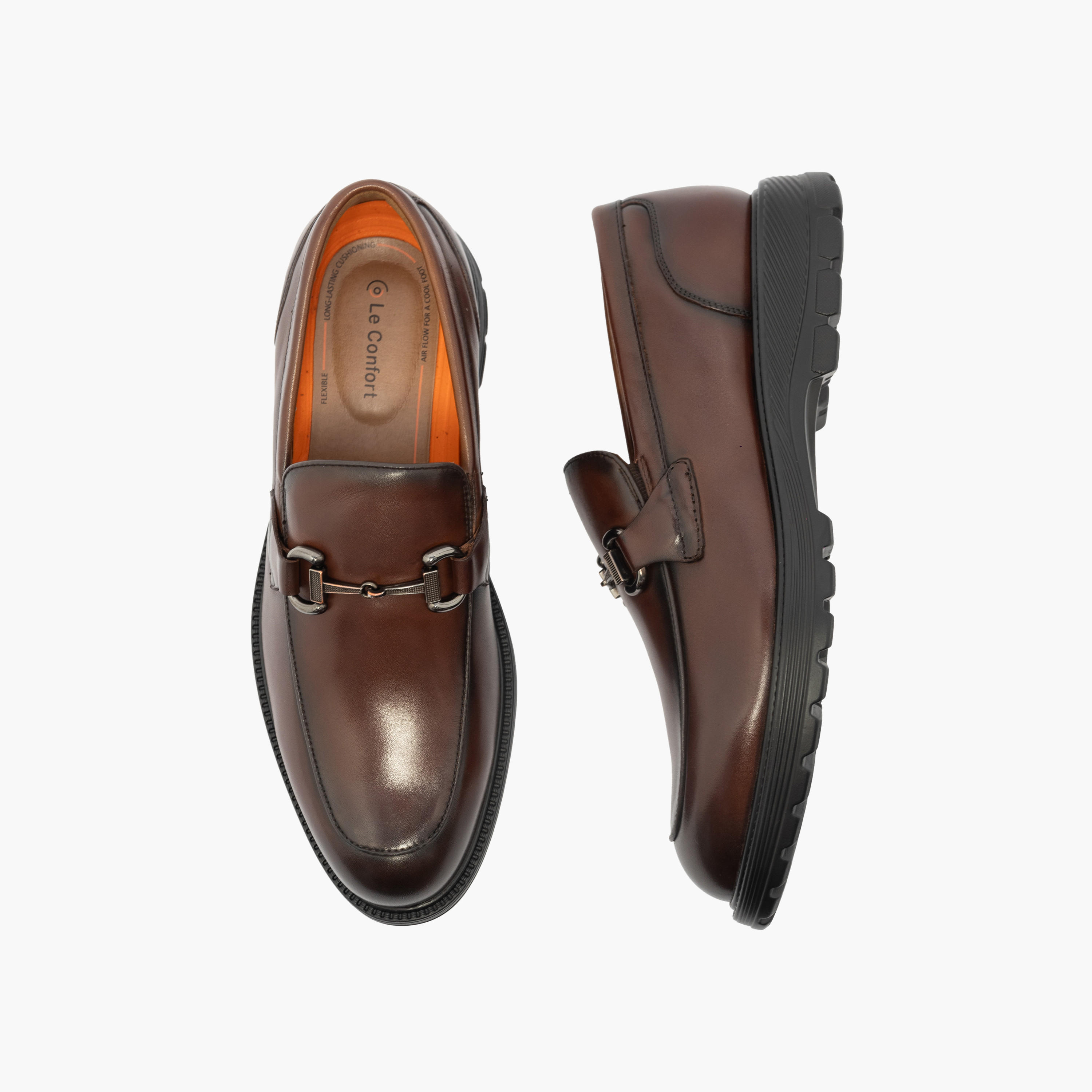 Le Confort Leather Solid Metal Accent Loafers-men-shoes-loafersandmoccasins-image-1