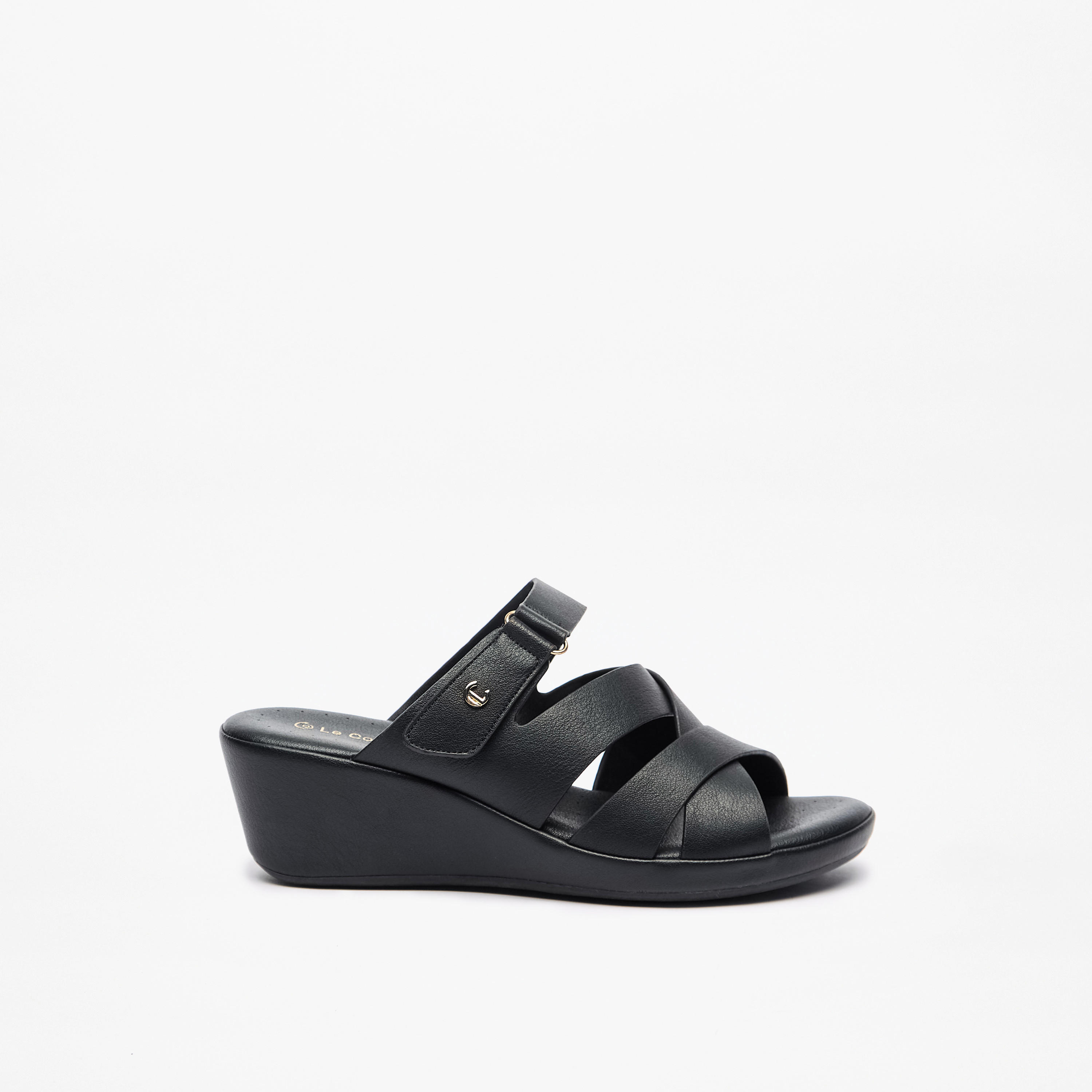 Le Confort Women's Cross Strap Slip-On Comfort Sandals with Wedge Heels-women-shoes-sandals-heeled-image-9