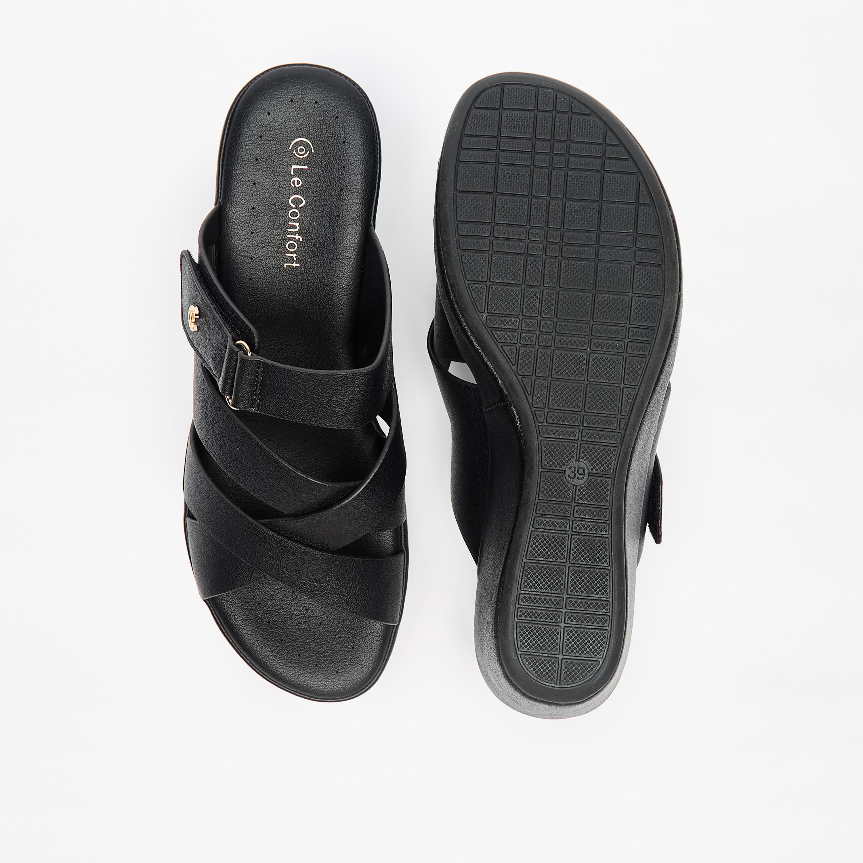 Le Confort Women's Cross Strap Slip-On Comfort Sandals with Wedge Heels-women-shoes-sandals-heeled-image-4