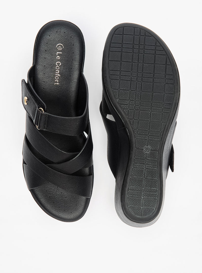 Le Confort Women's Cross Strap Slip-On Comfort Sandals with Wedge Heels-women-shoes-sandals-heeled-image-4