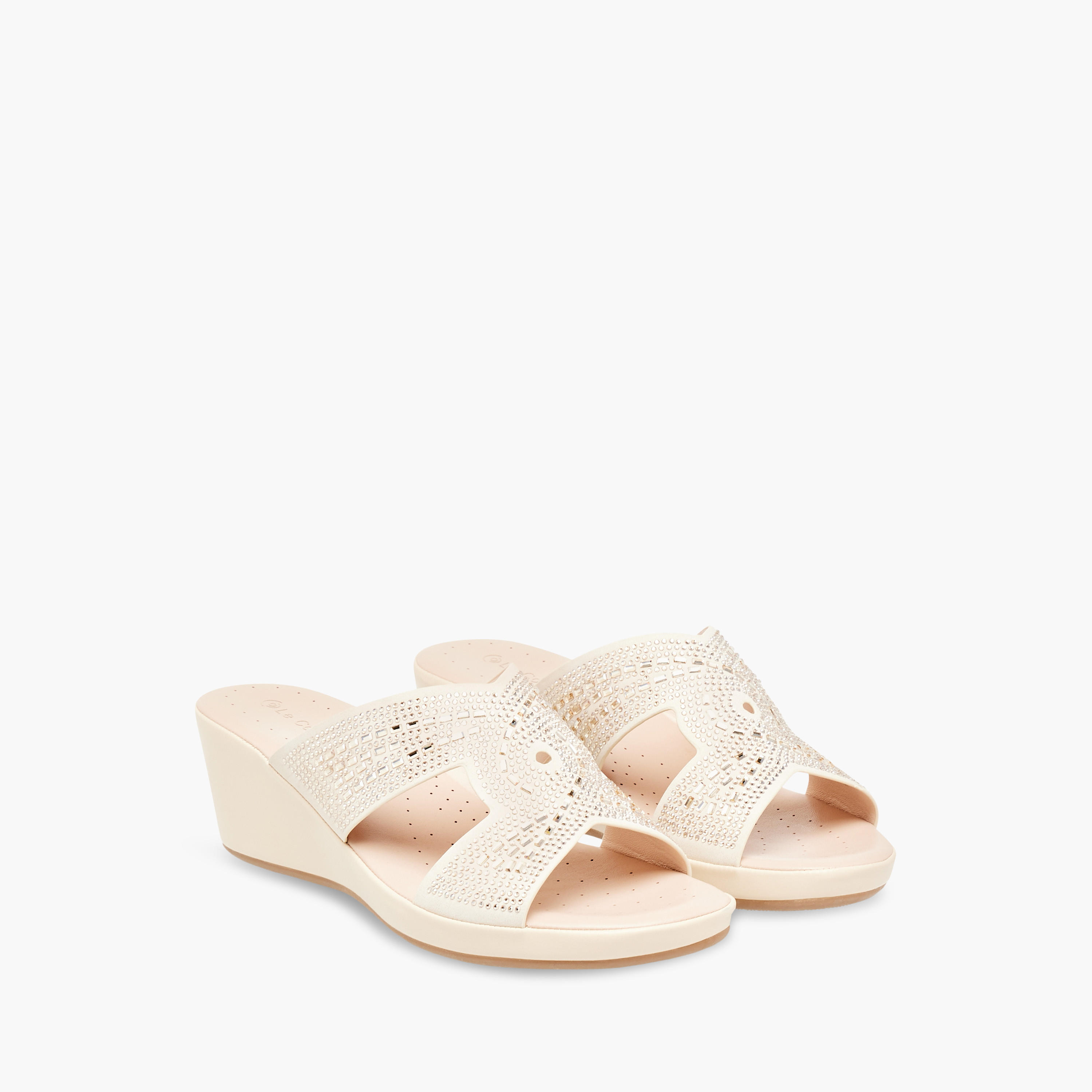 Le Confort Embellished Comfort Slip-On Shoes with Wedge Heels-women-shoes-sandals-heeled-image-1