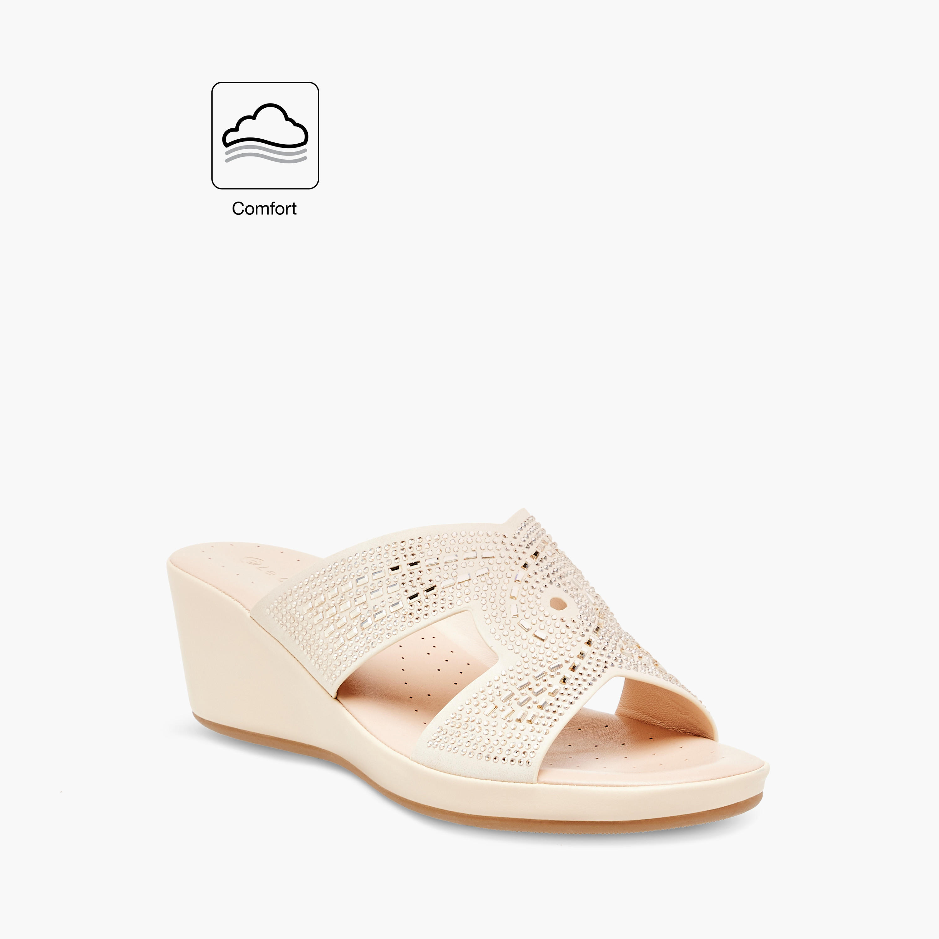 Le Confort Embellished Comfort Slip-On Shoes with Wedge Heels-women-shoes-sandals-heeled-image-2