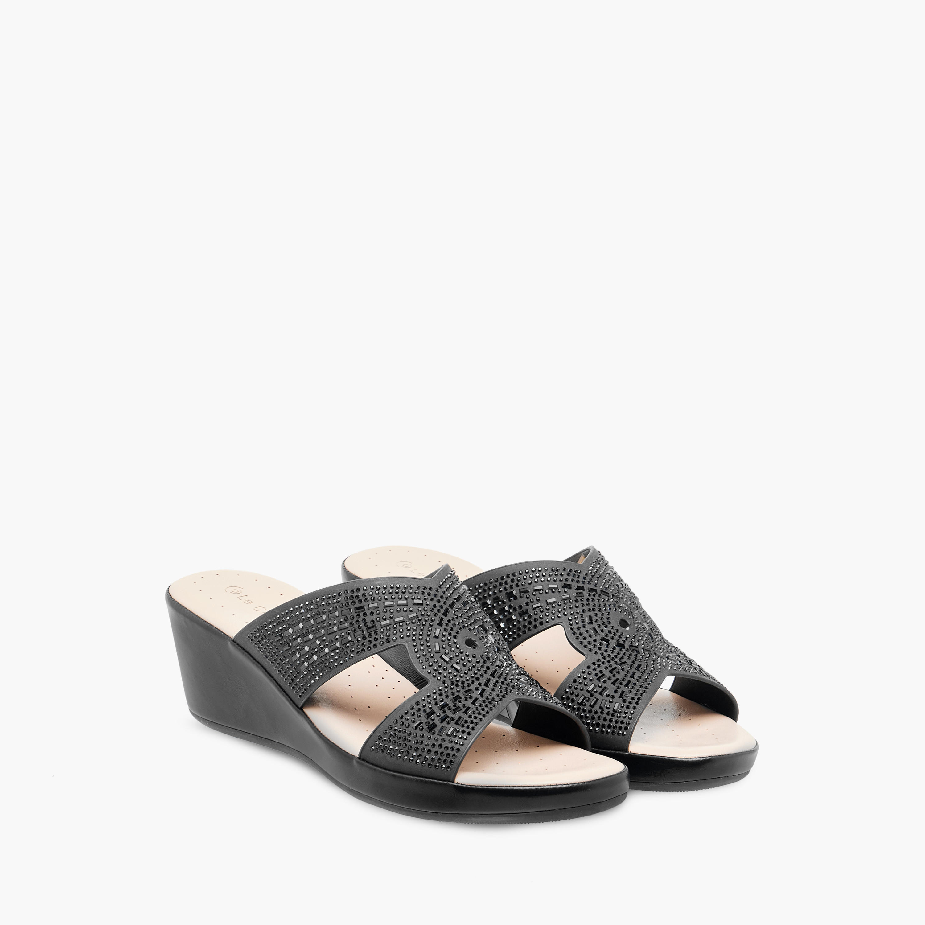 Le Confort Embellished Comfort Slip-On Shoes with Wedge Heels-women-shoes-sandals-heeled-image-1