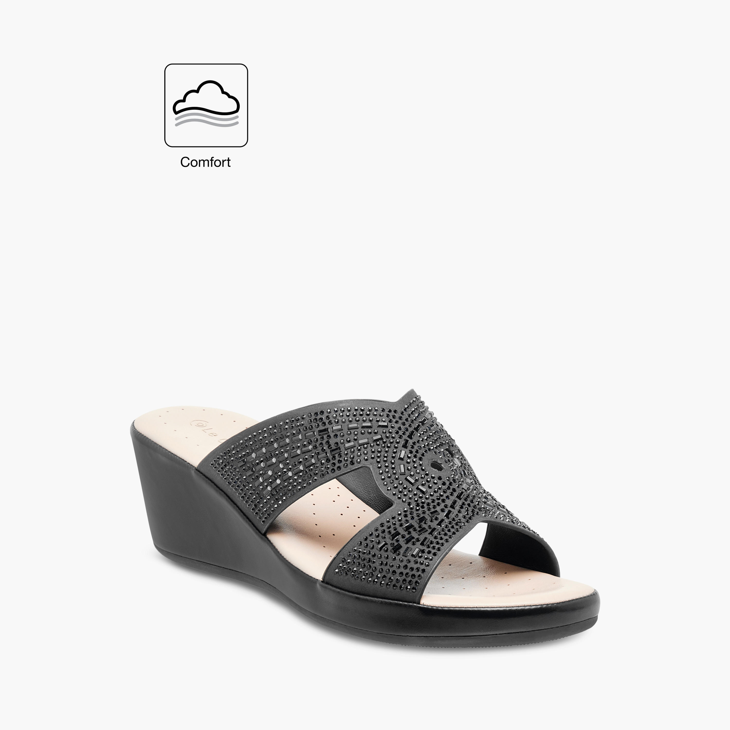 Le Confort Embellished Comfort Slip-On Shoes with Wedge Heels-women-shoes-sandals-heeled-image-2