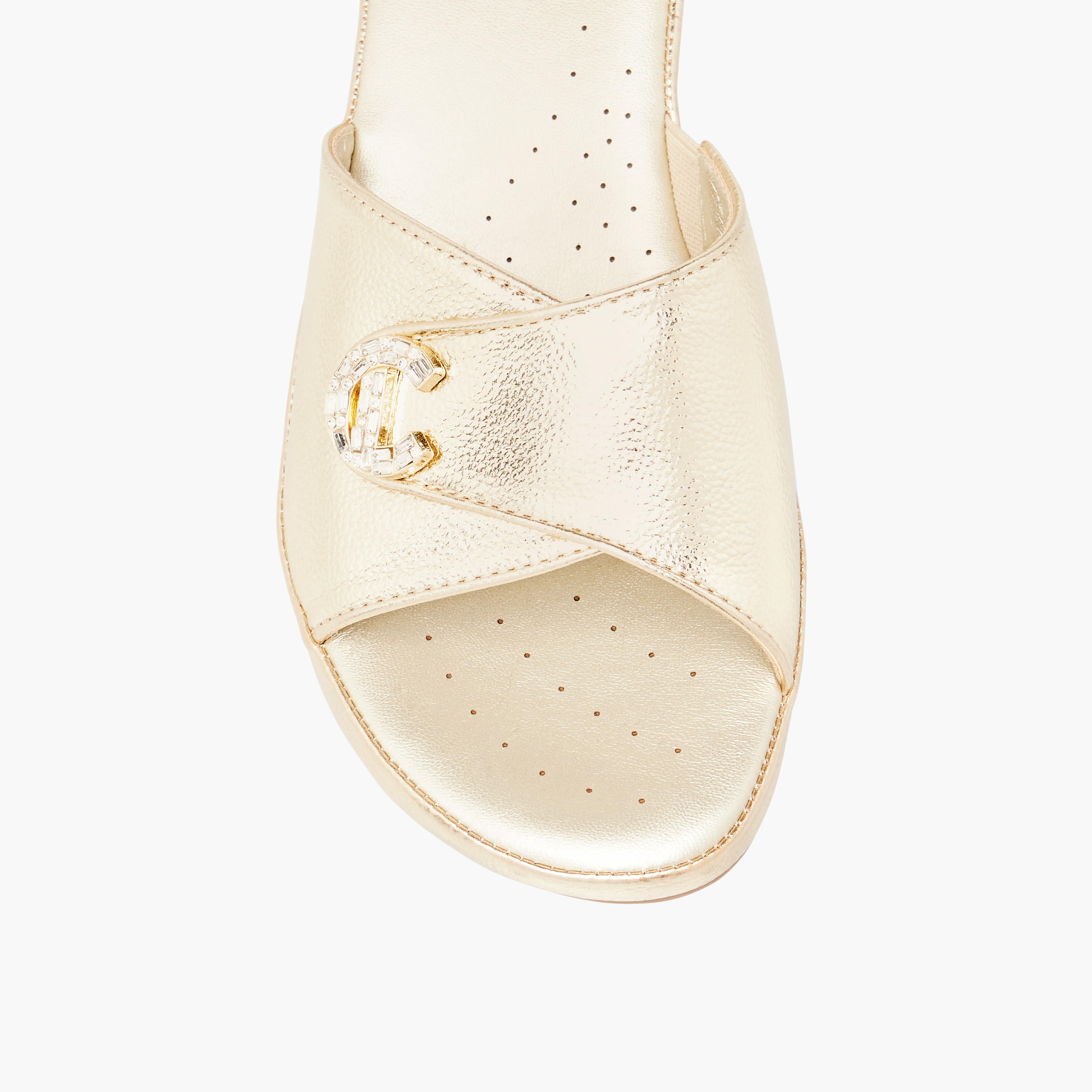 Le Confort Women's Textured Wedge Comfort Sandals with Slip On Closure-women-shoes-sandals-heeled-image-4