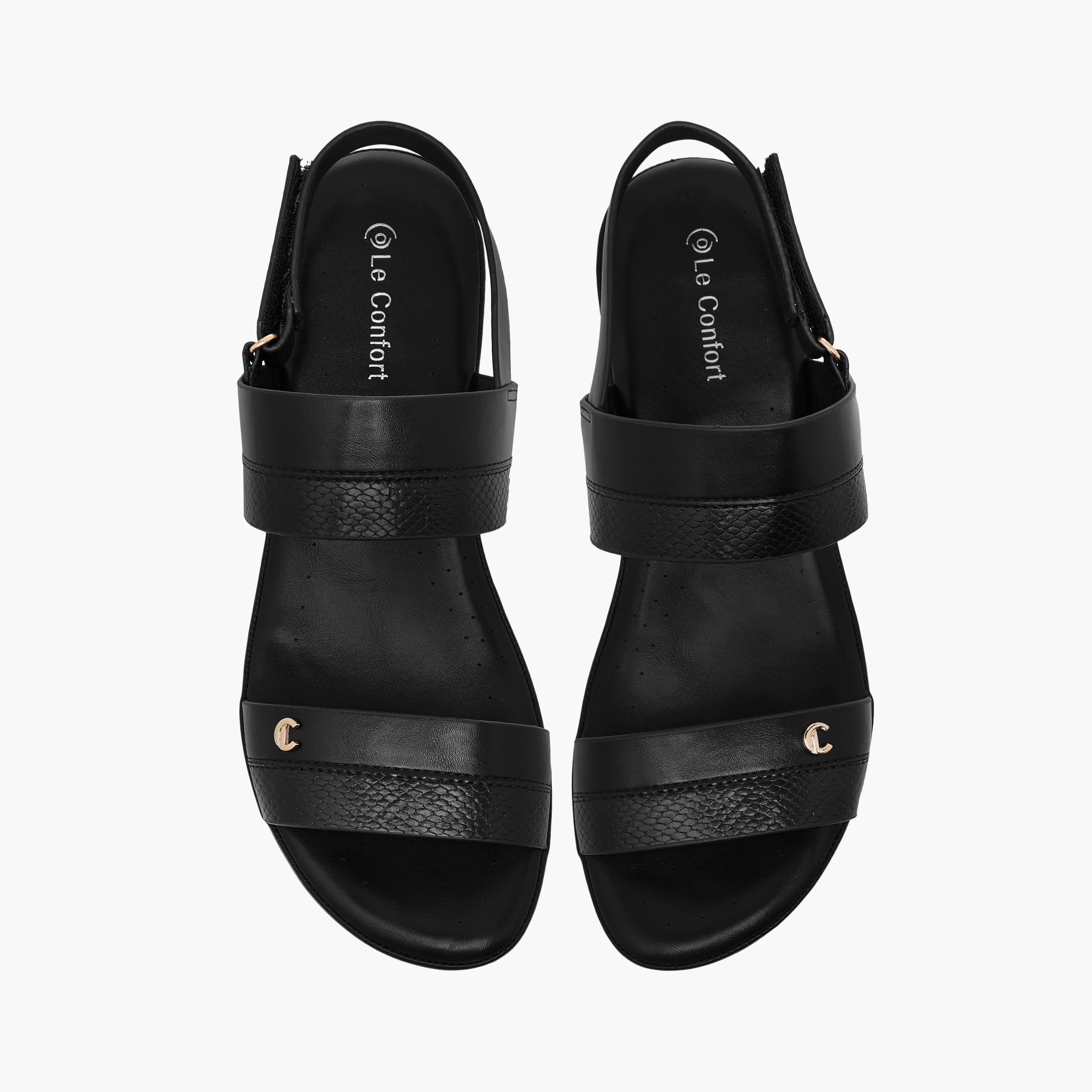 صندل مريح بارز الملمس بحزام وإبزيم إغلاق من لو كونفورت-women-shoes-sandals-heeled-image-1