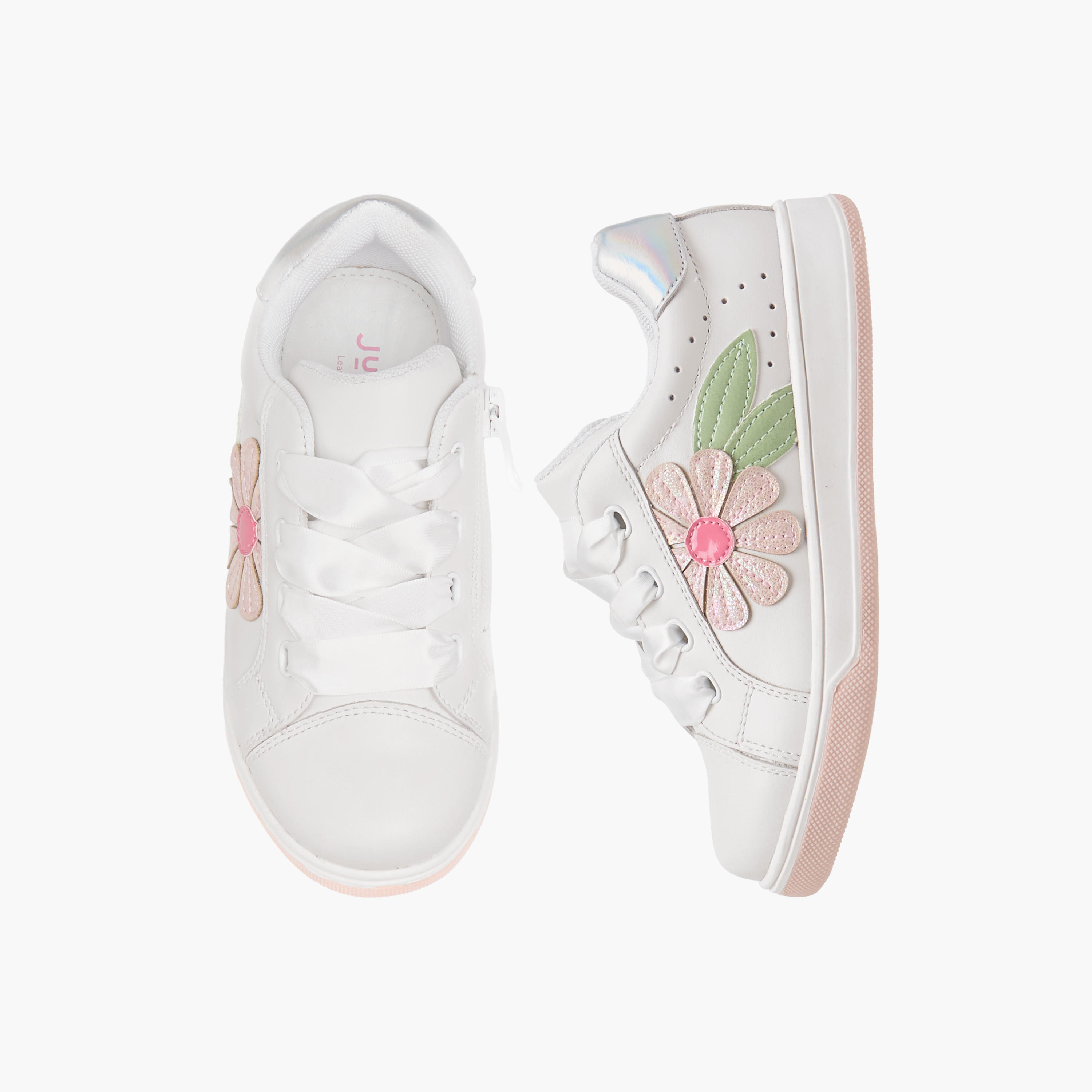 حذاء سنيكرز بزينة أزهار برباط إغلاق من جونيورز-girls-shoes-sneakers-image-1