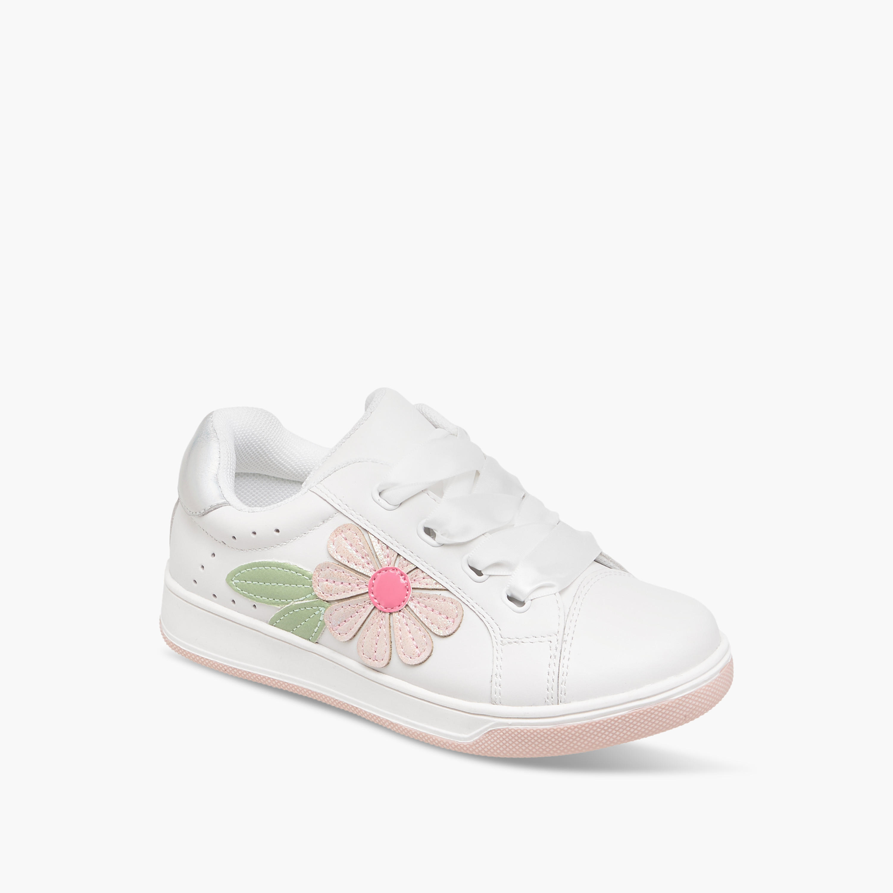 حذاء سنيكرز بزينة أزهار برباط إغلاق من جونيورز-girls-shoes-sneakers-image-2