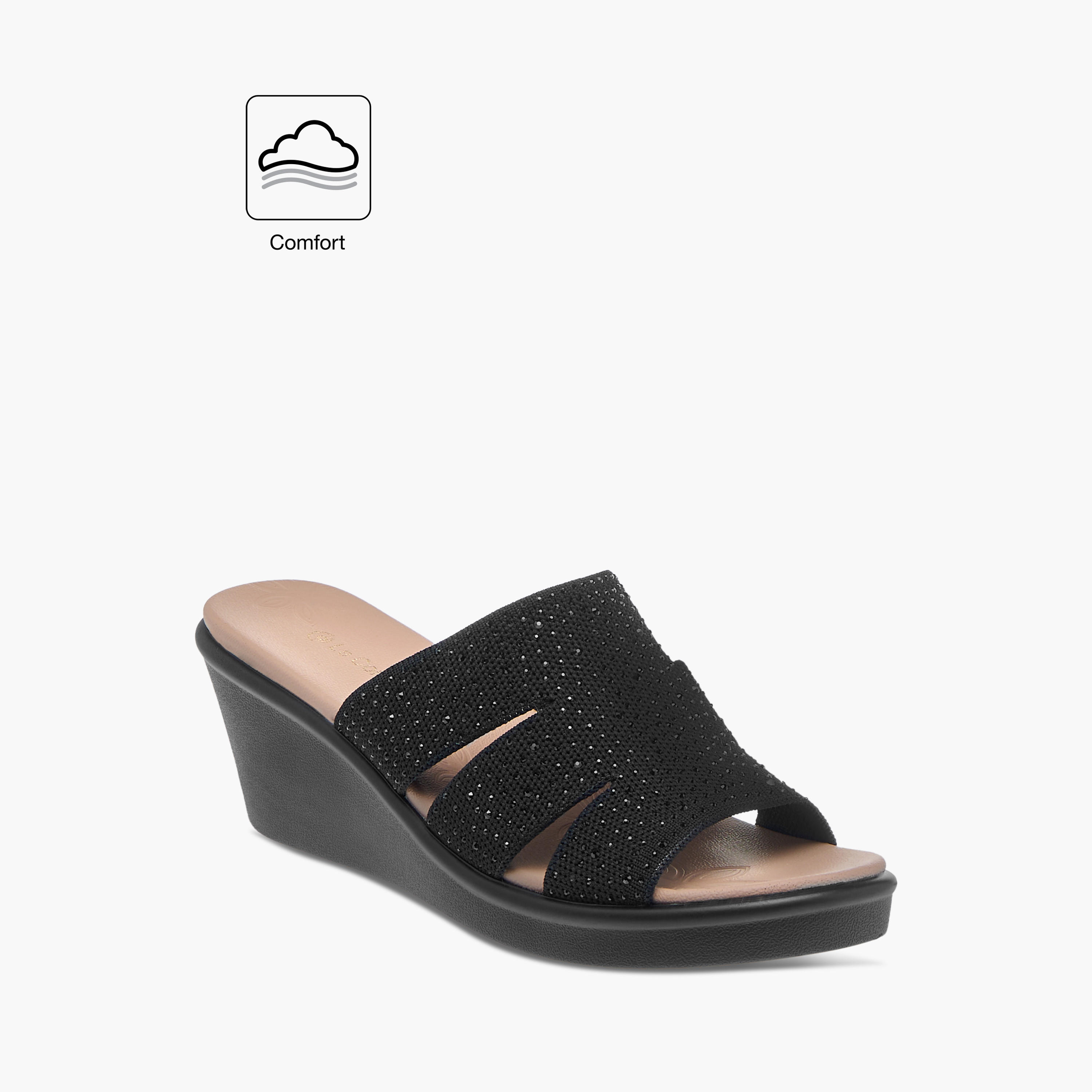Le Confort Embellished Slip-On Comfort Sandals with Wedge Heels-women-shoes-sandals-heeled-image-2