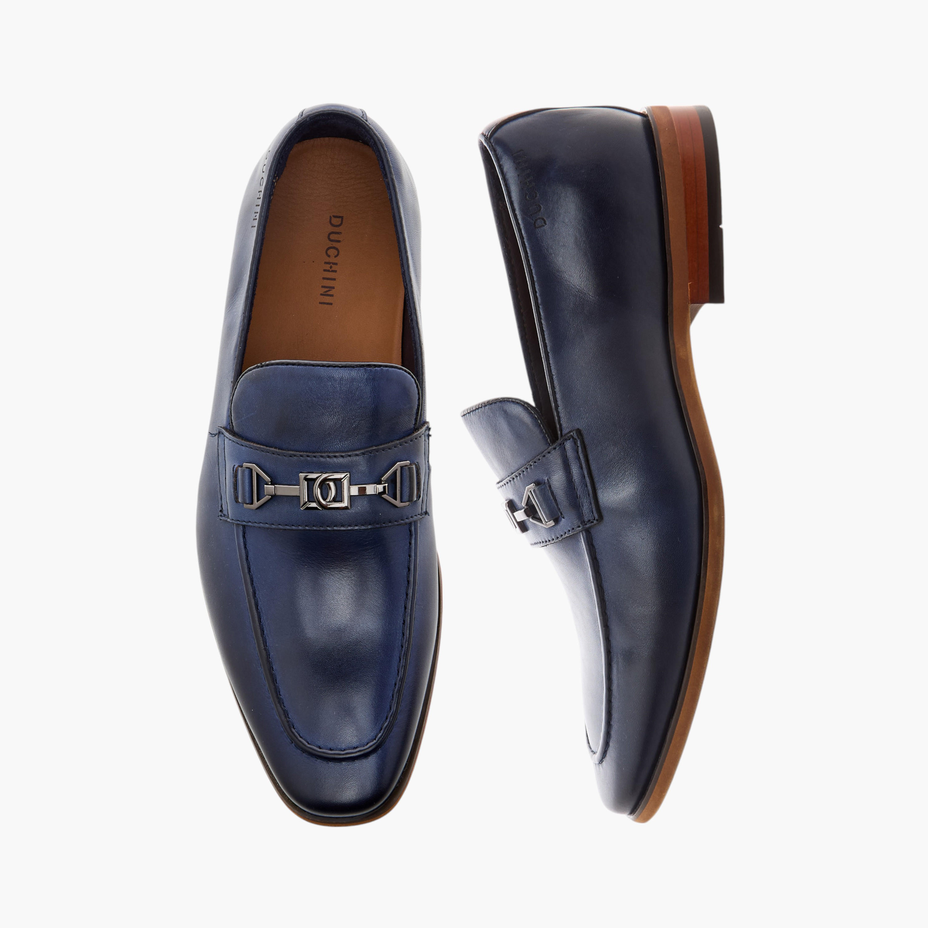 Duchini Men's Solid Slip-On Loafers with Metal Accent-men-shoes-loafersandmoccasins-image-1