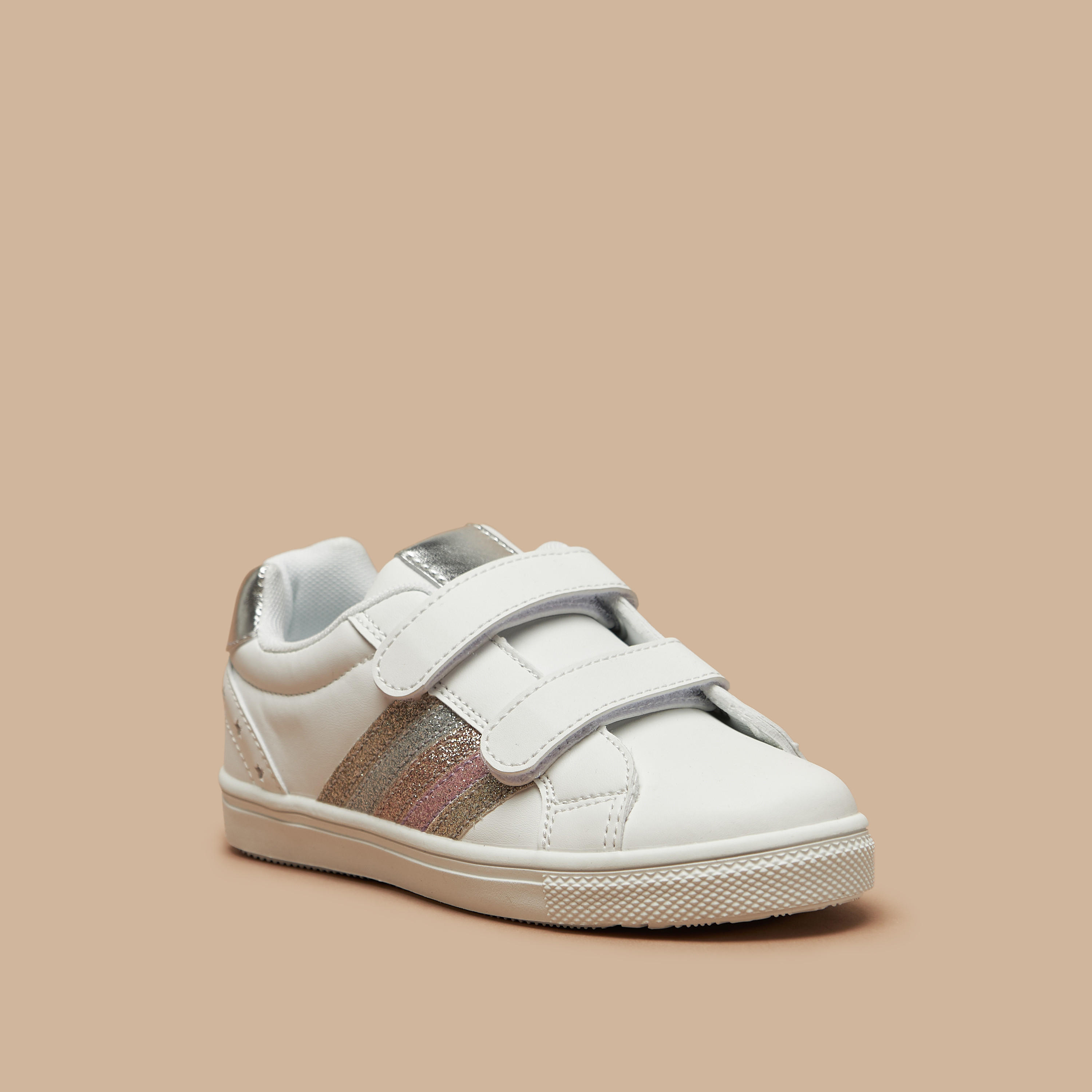 Flora Bella Panelled Sneakers with Hook and Loop Closure-girls-shoes-sneakers-image-1