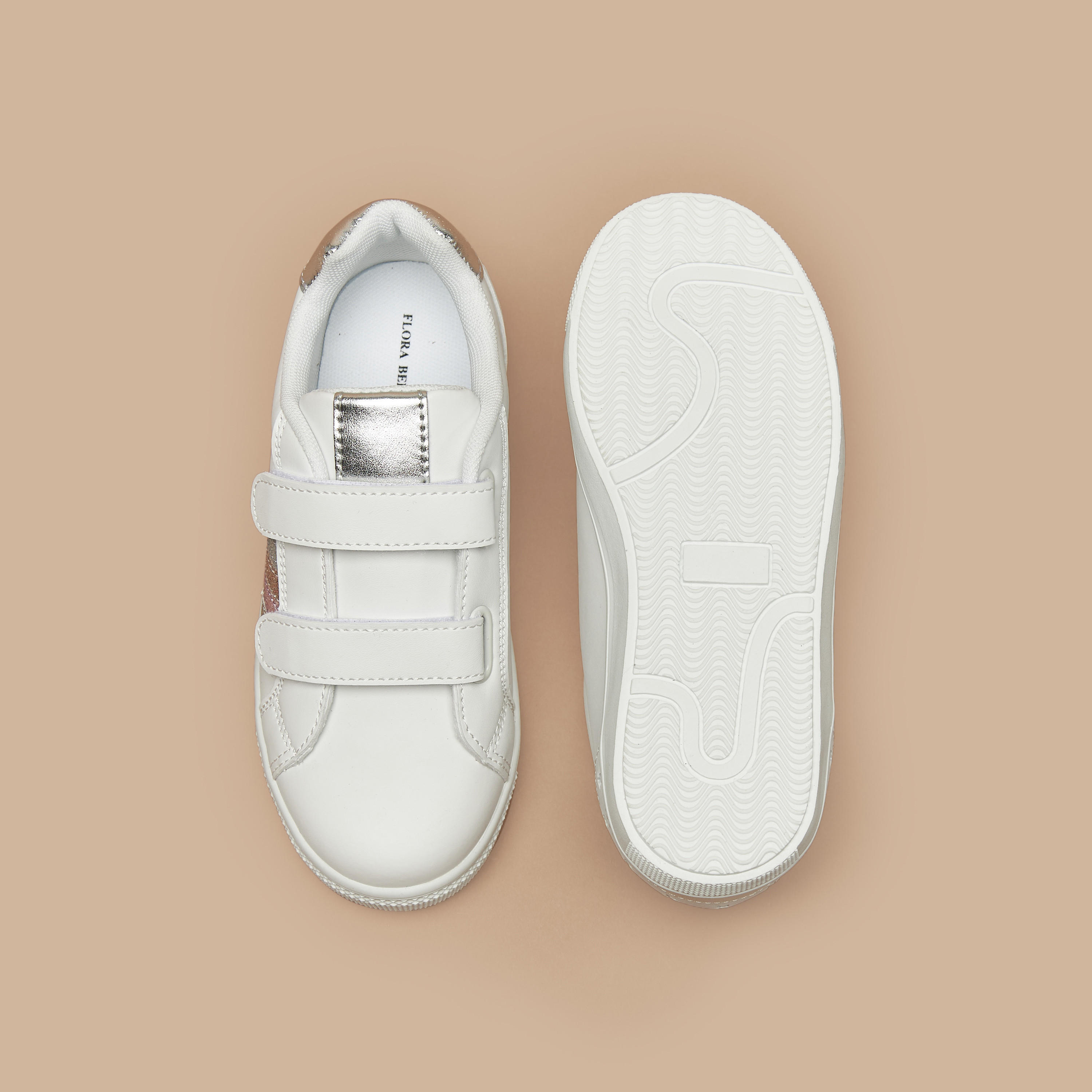 Flora Bella Panelled Sneakers with Hook and Loop Closure-girls-shoes-sneakers-image-4