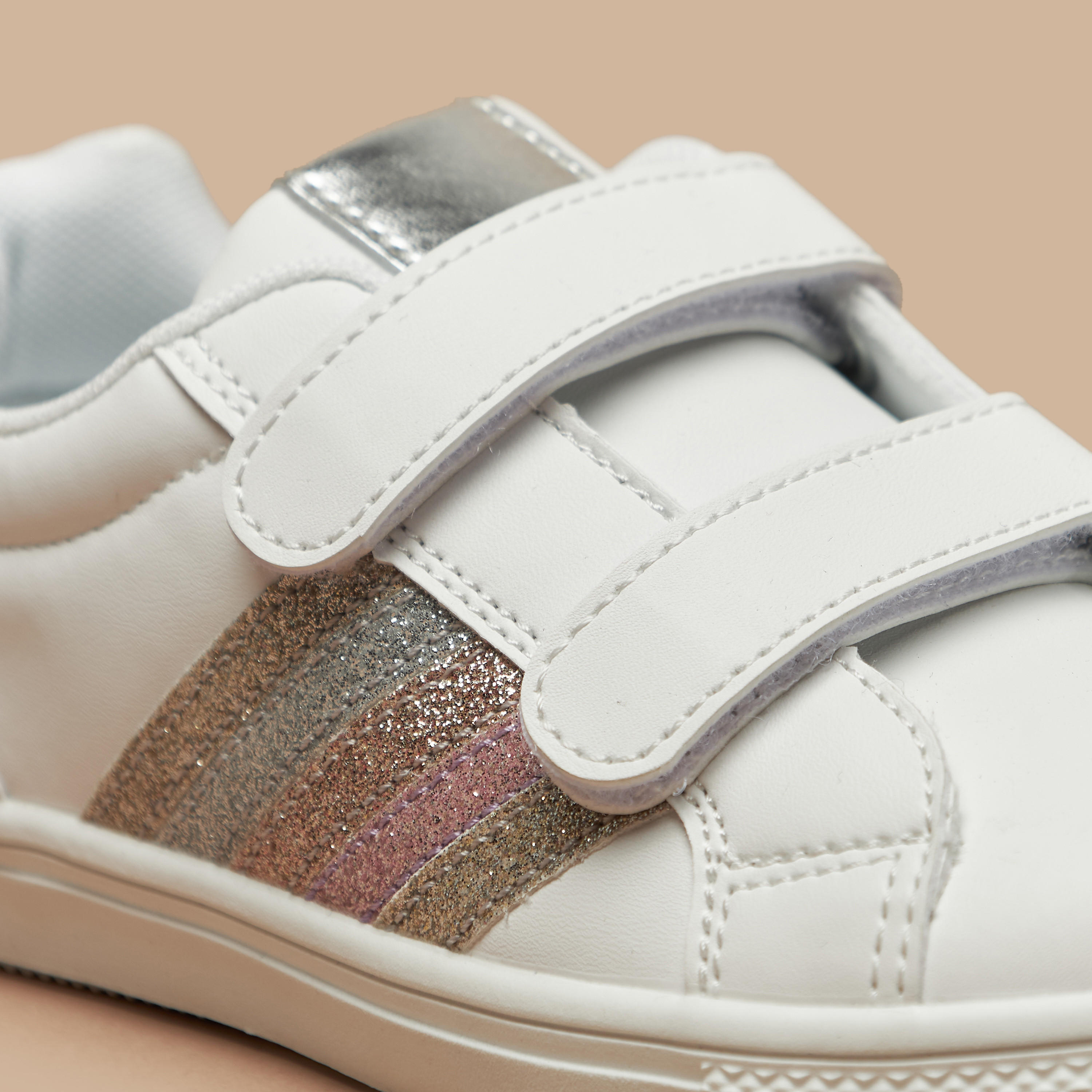 Flora Bella Panelled Sneakers with Hook and Loop Closure-girls-shoes-sneakers-image-5