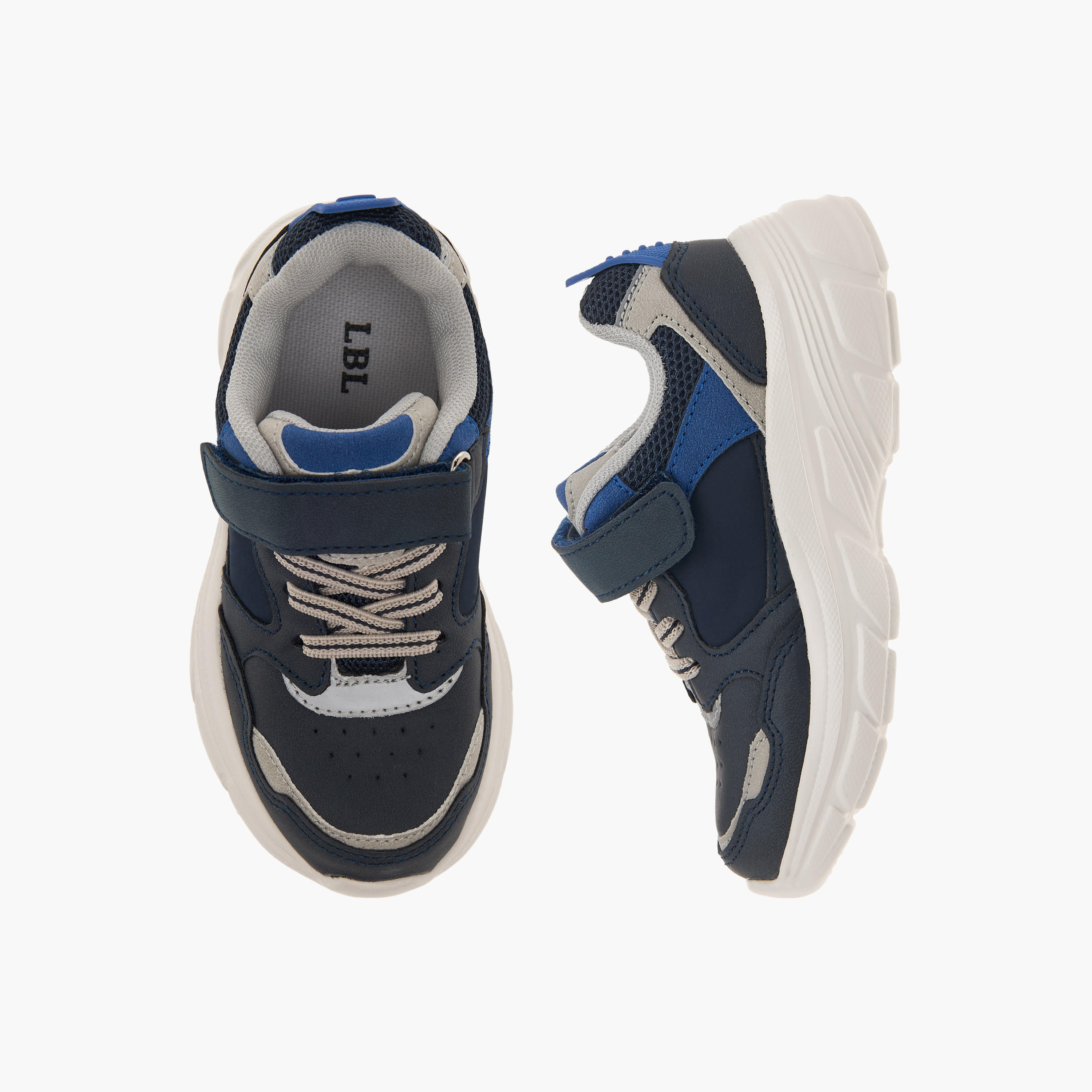 LBL by Shoexpress Panelled Sneakers with Hook and Loop Closure-boys-shoes-sneakers-image-1