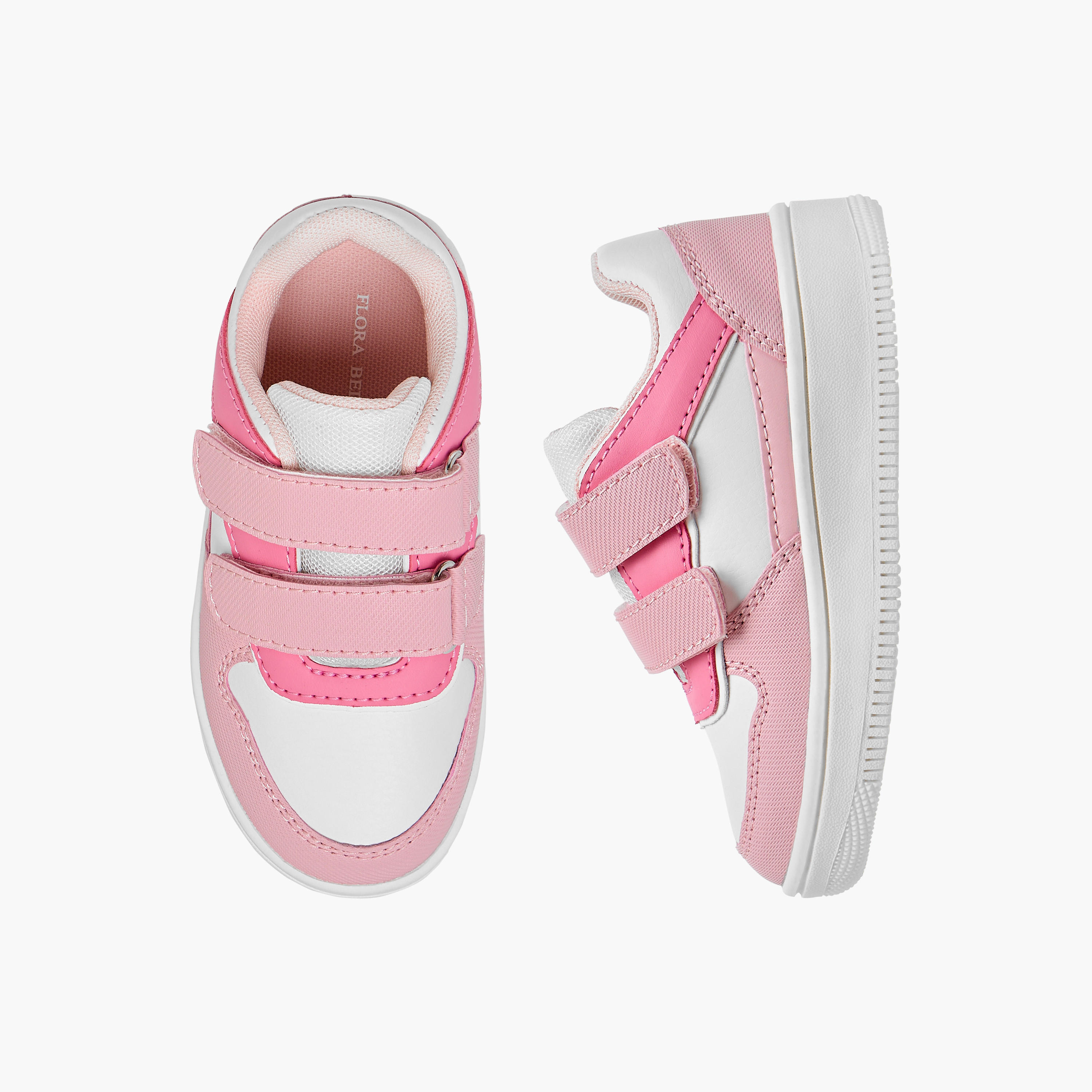 Flora Bella Panelled Sneakers with Hook and Loop Closure-girls-shoes-sneakers-image-1