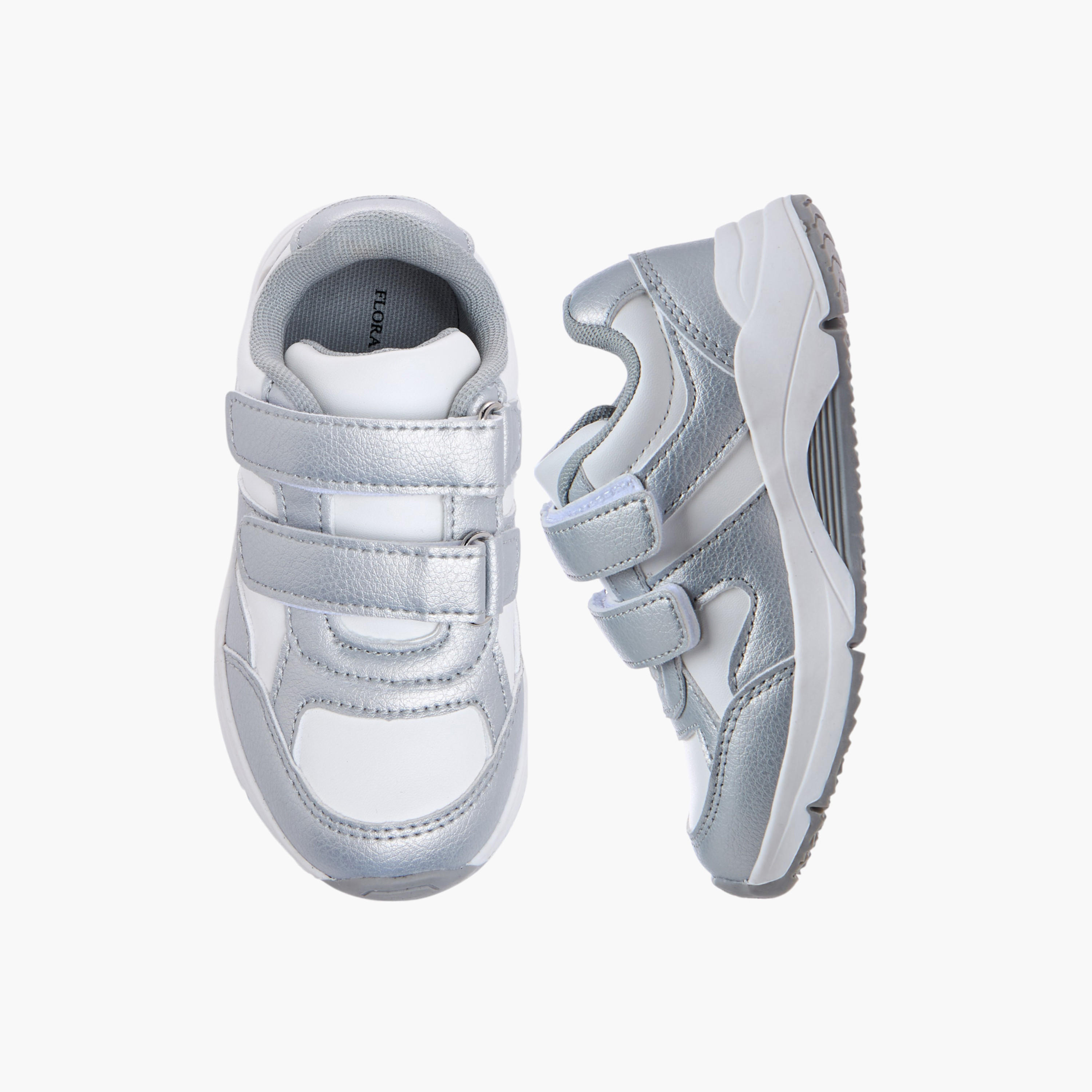 Flora Bella Panelled Sneakers with Hook and Loop Closure-girls-shoes-sneakers-image-1