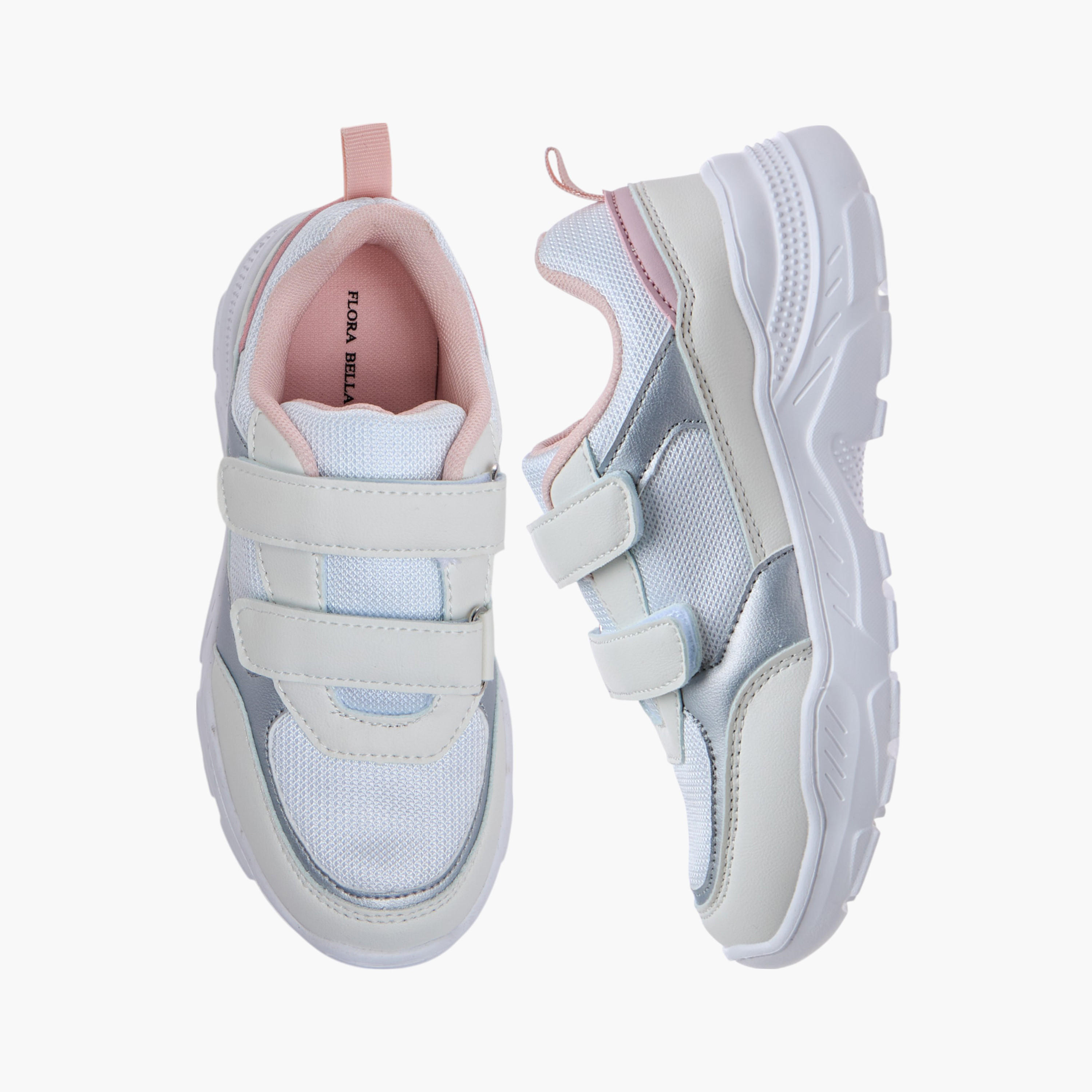 Flora Bella Panelled Sneakers with Hook and Loop Closure-girls-shoes-sneakers-image-1