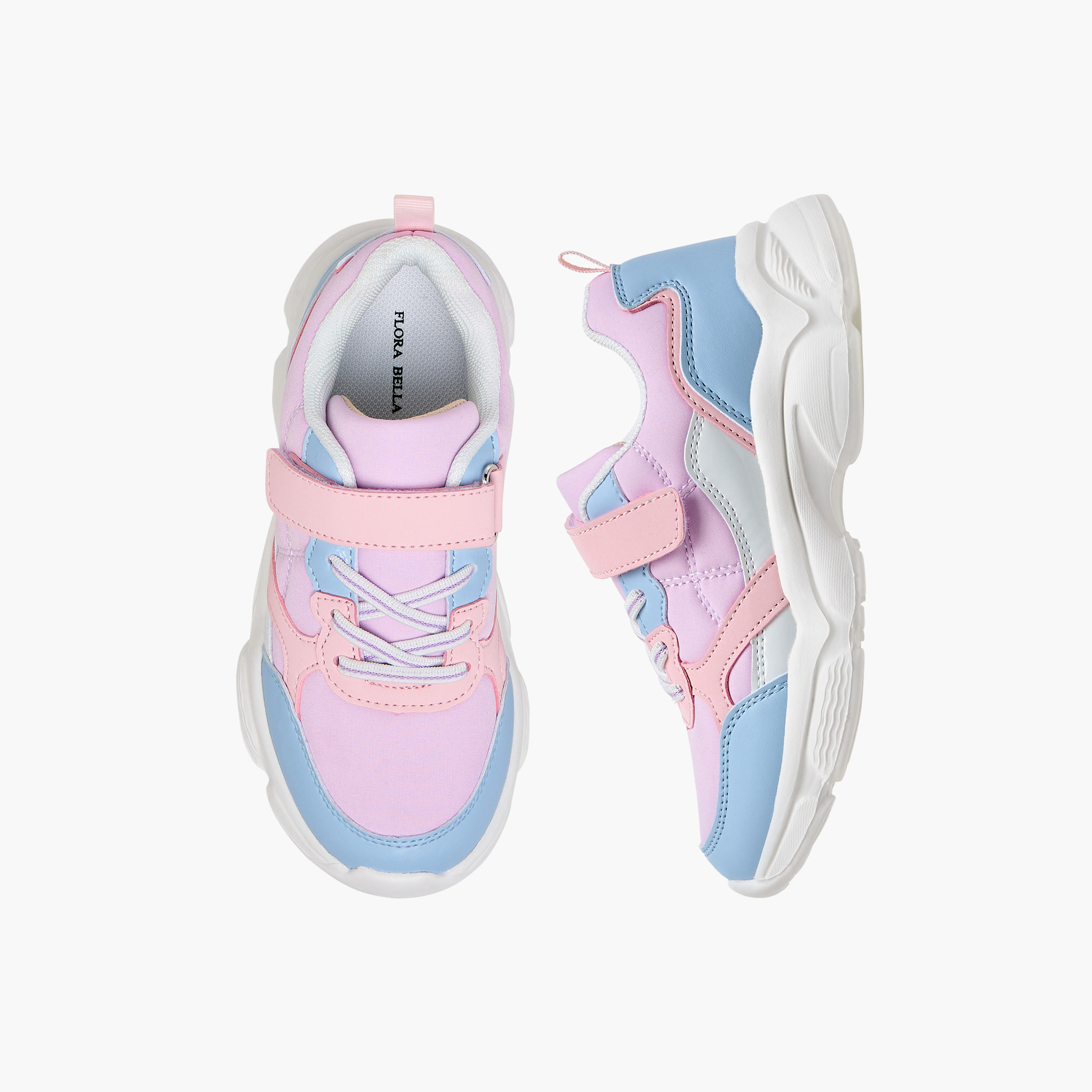 Flora Bella Colourblock Sneakers with Hook and Loop Closure-girls-shoes-sneakers-image-1