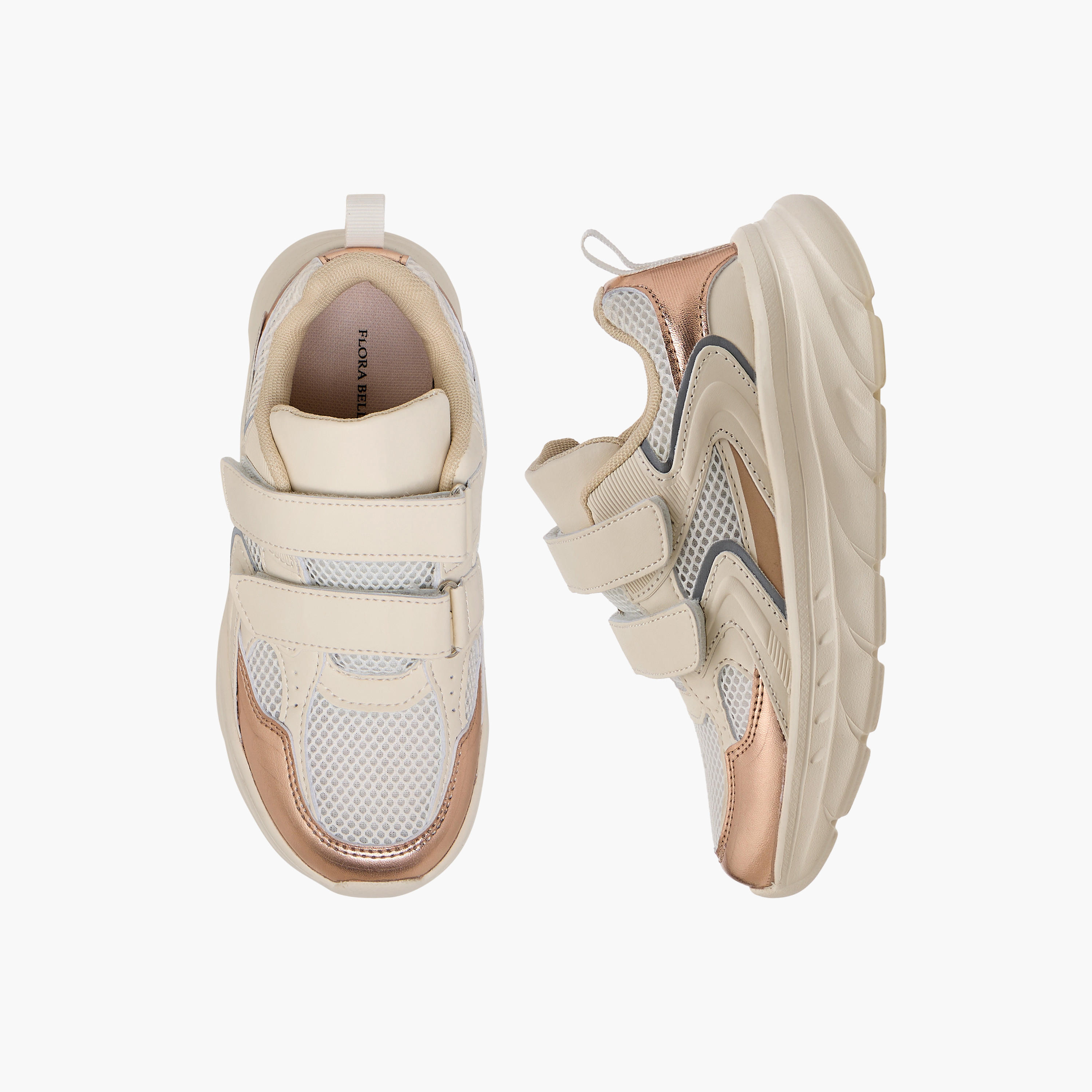 Flora Bella Panelled Sneakers with Hook and Loop Closure-girls-shoes-sneakers-image-1