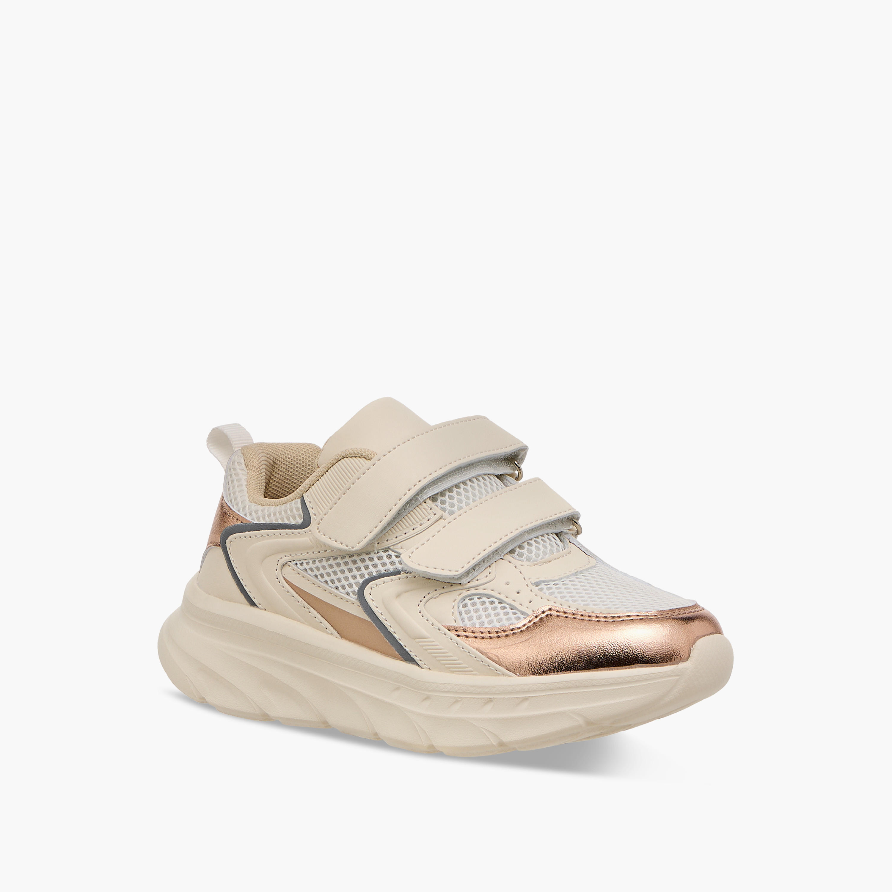Flora Bella Panelled Sneakers with Hook and Loop Closure-girls-shoes-sneakers-image-2